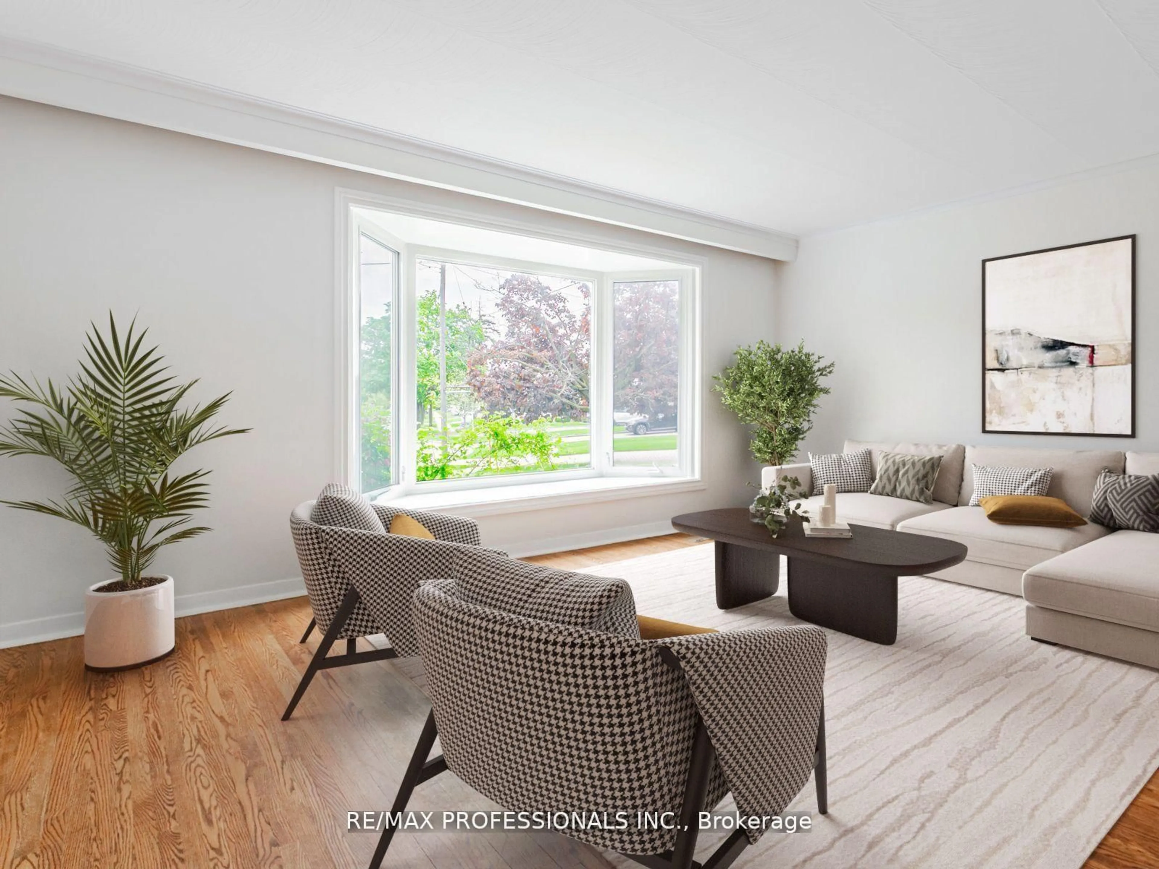 Living room with furniture, wood/laminate floor for 275 Jeffcoat Dr, Toronto Ontario M9W 3E4