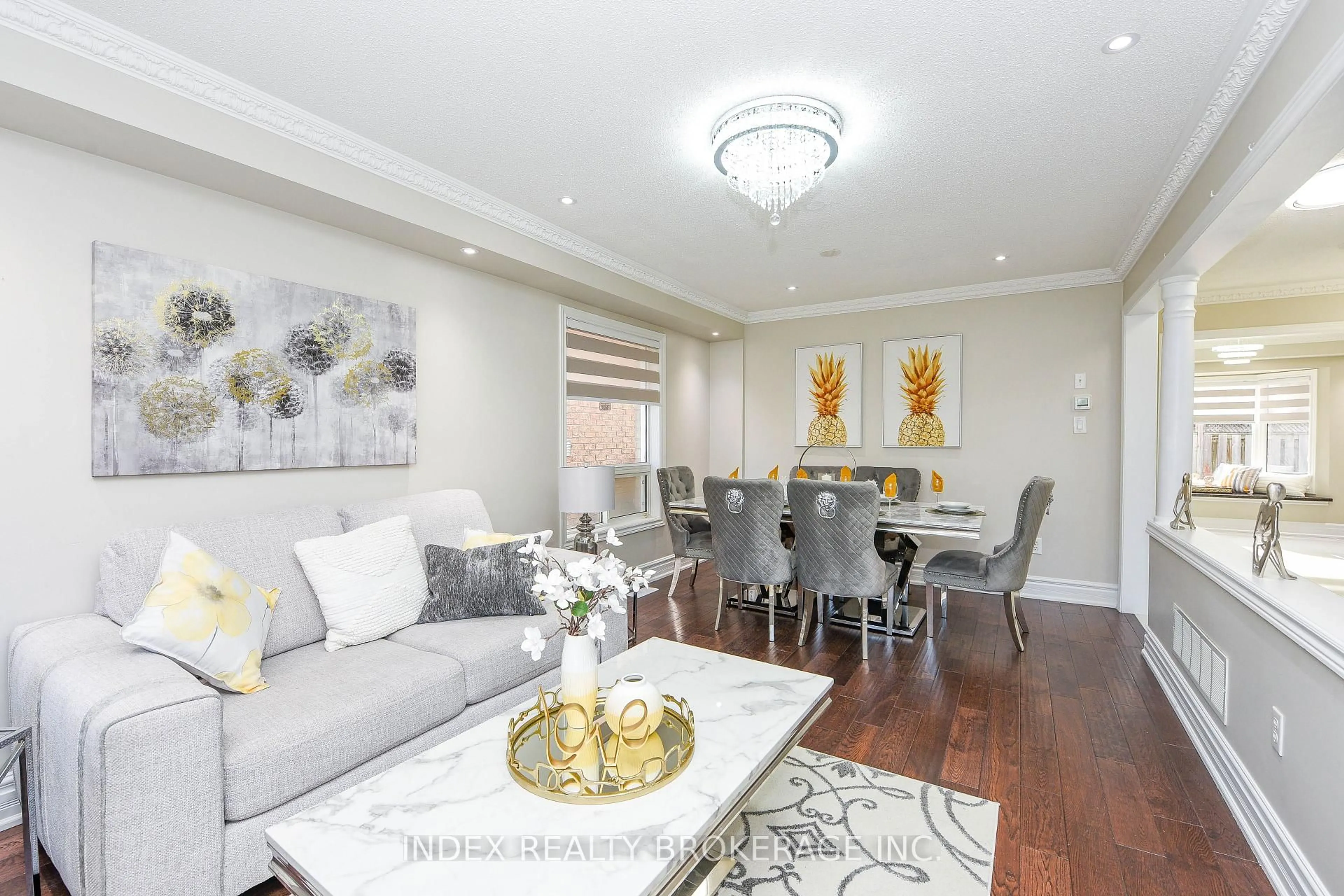 Living room with furniture, wood/laminate floor for 10 Leopard Gate, Brampton Ontario L6R 2E5