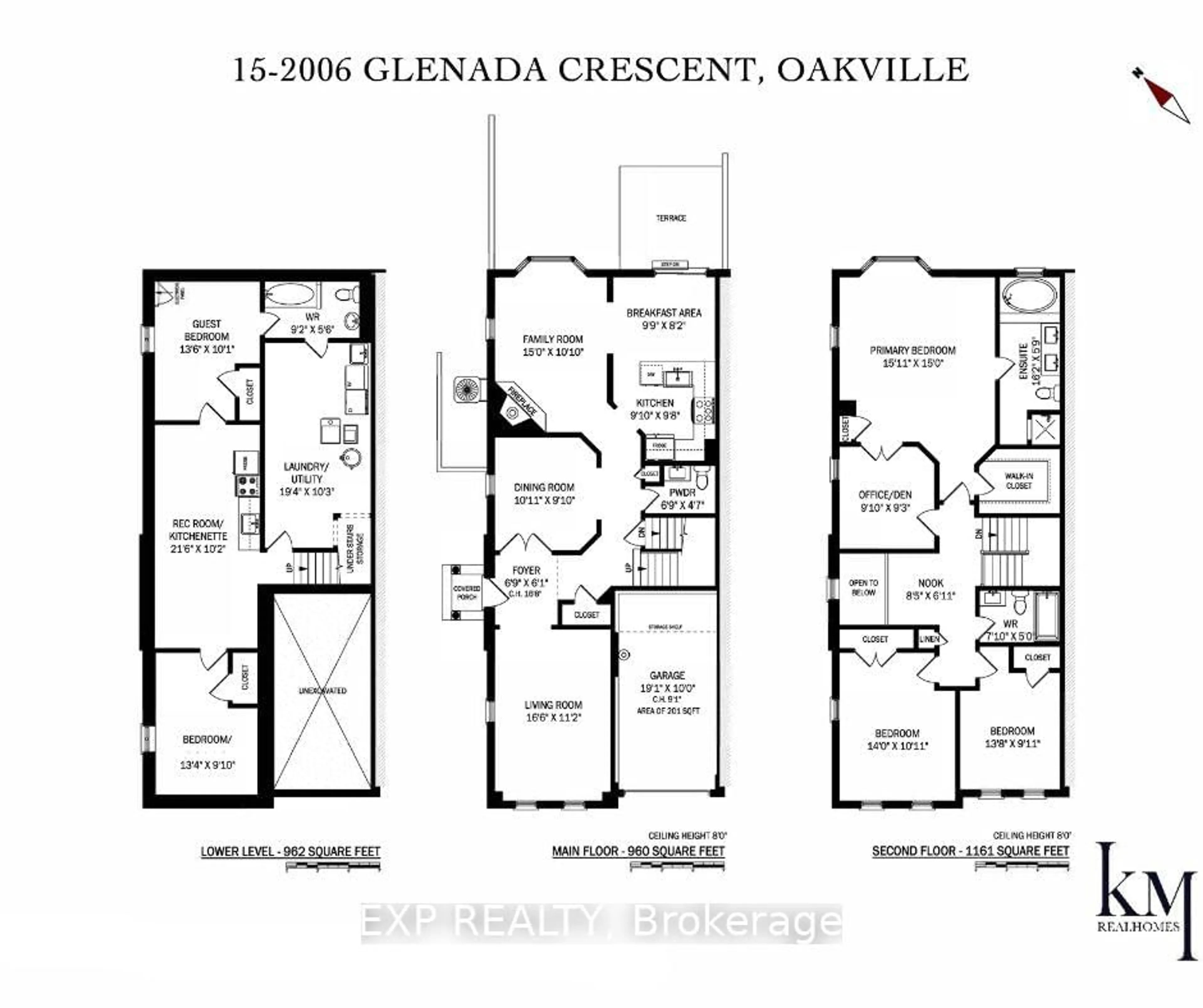 Floor plan for 2006 Glenada Cres #15, Oakville Ontario L6H 5R9