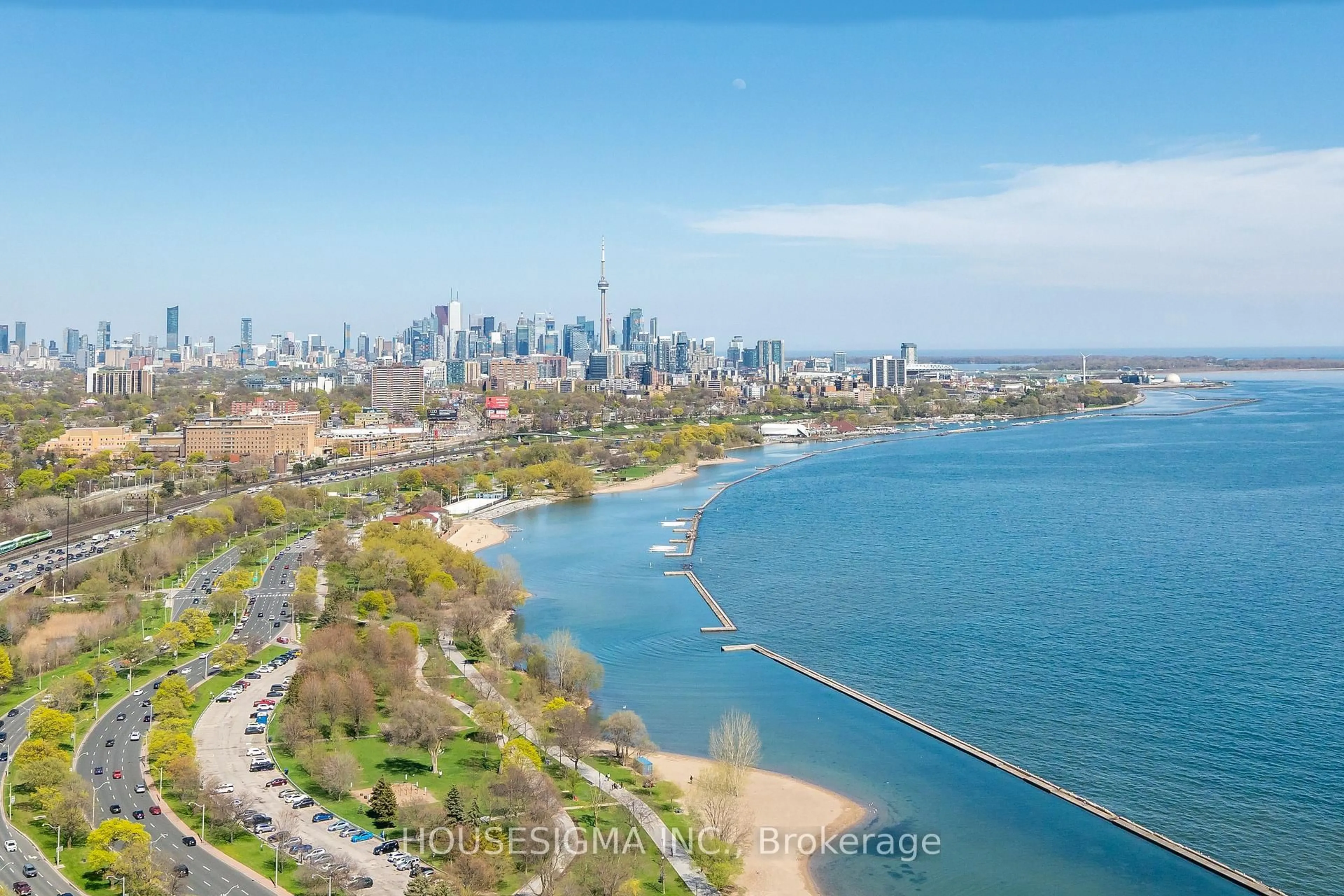 A pic from outside/outdoor area/front of a property/back of a property/a pic from drone, water/lake/river/ocean view for 1928 Lake Shore Blvd #3509, Toronto Ontario M6S 0B1