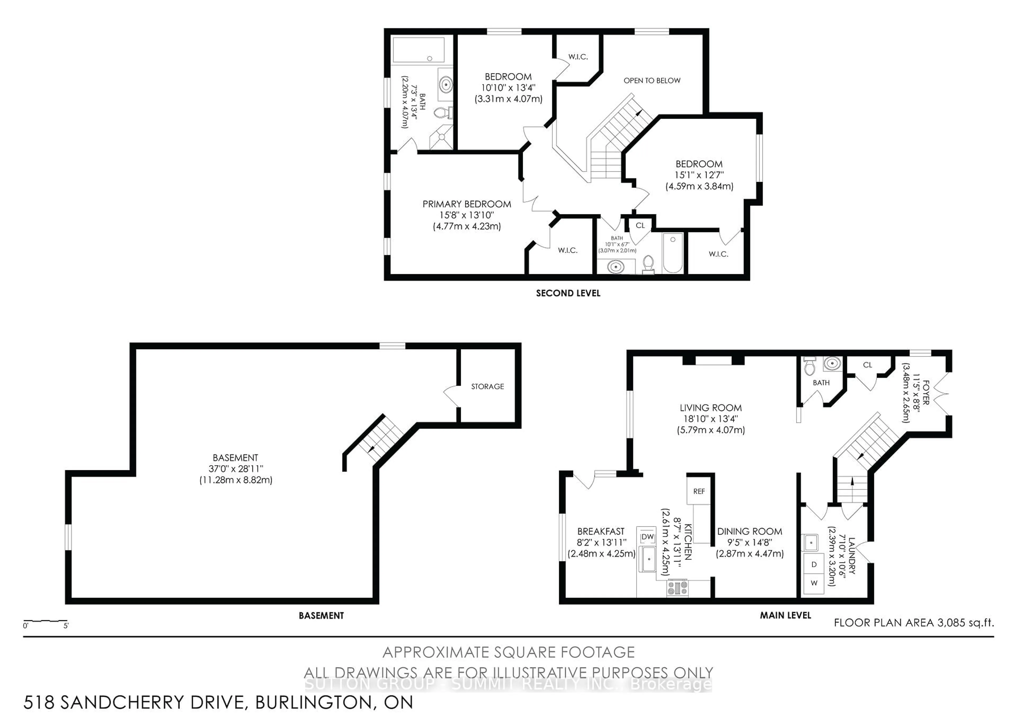 Floor plan for 518 SANDCHERRY Dr, Burlington Ontario L7T 4L5