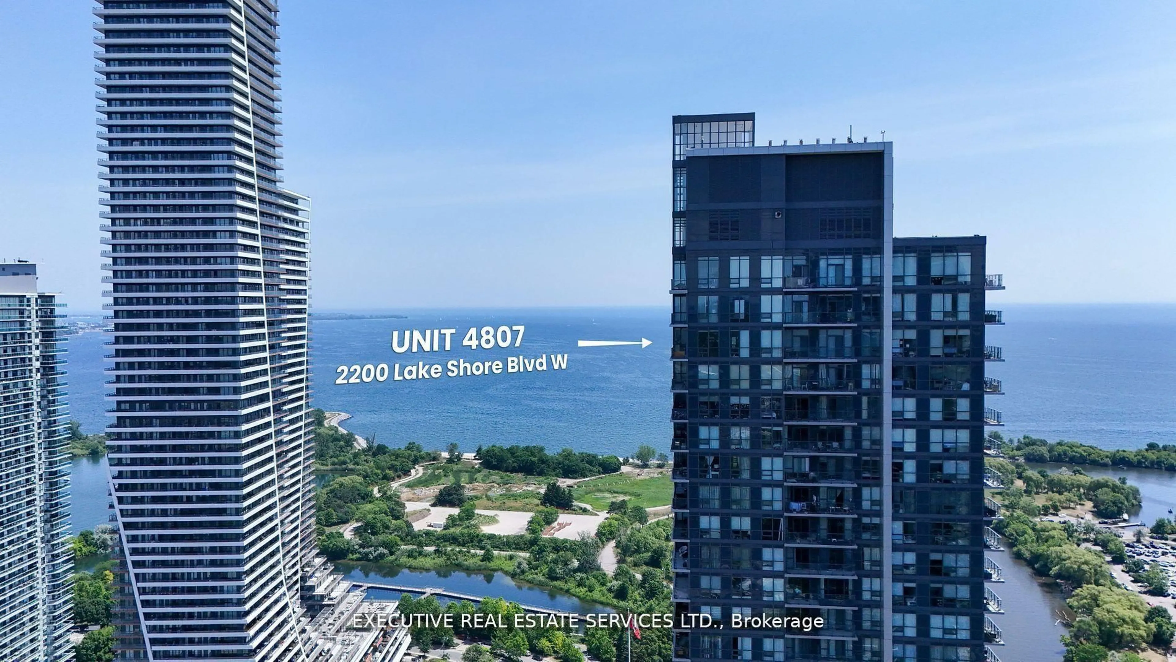 A pic from outside/outdoor area/front of a property/back of a property/a pic from drone, water/lake/river/ocean view for 2200 Lakeshore Blvd #LPH07, Toronto Ontario M8V 1A4
