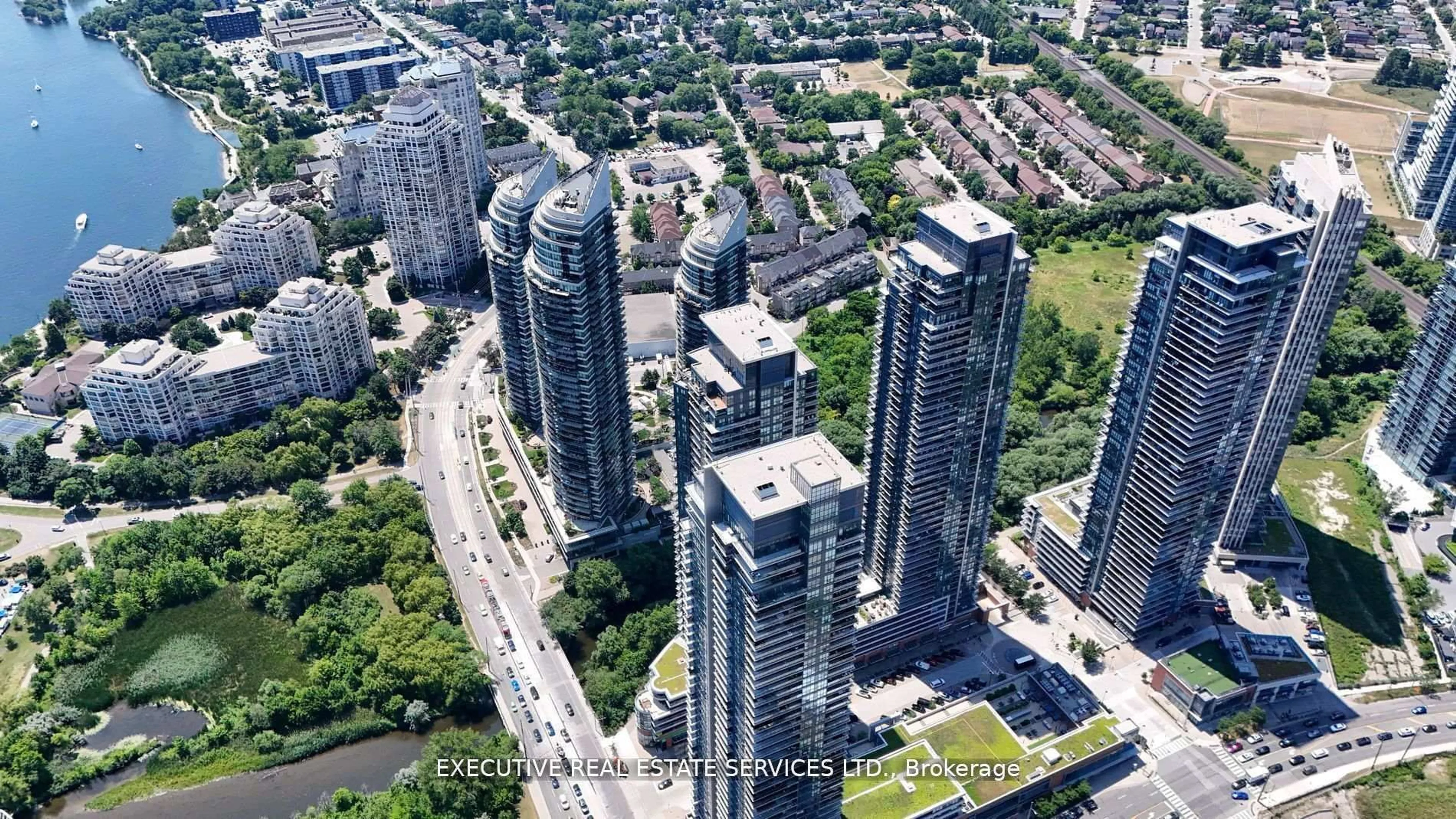 A pic from outside/outdoor area/front of a property/back of a property/a pic from drone, city buildings view from balcony for 2200 Lakeshore Blvd #LPH07, Toronto Ontario M8V 1A4