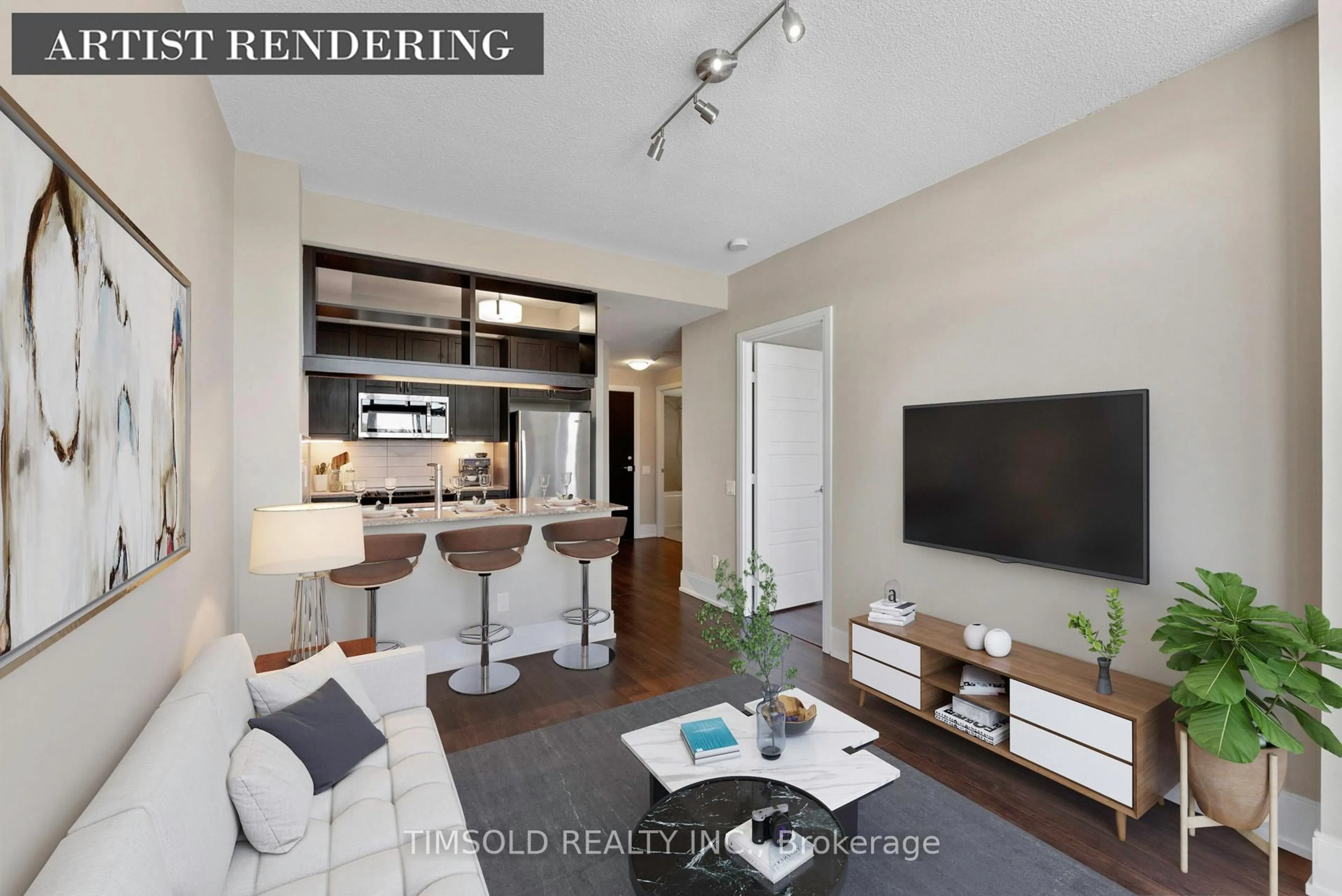 Living room with furniture, unknown for 15 Viking Lane #408, Toronto Ontario M9B 0A4