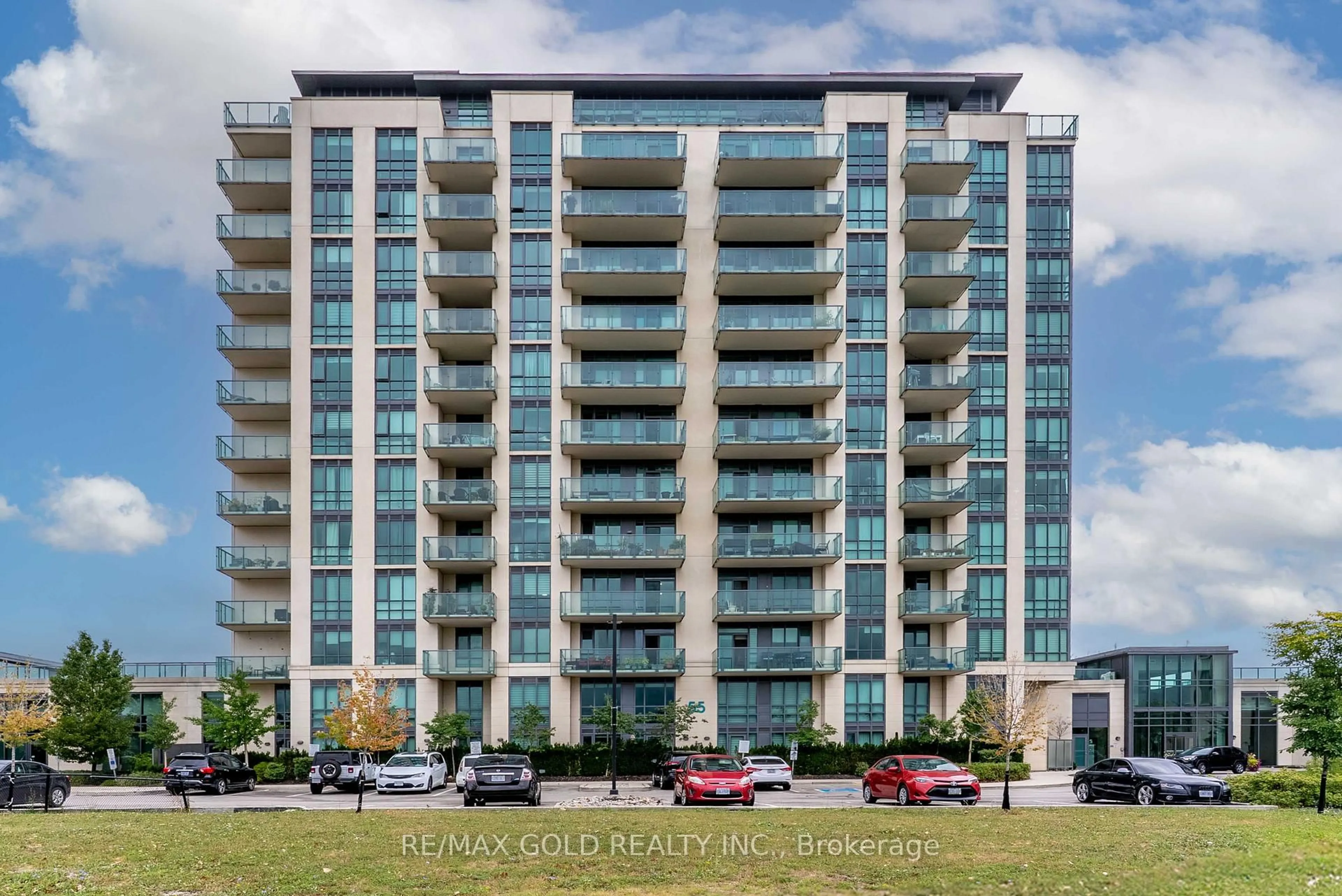 A pic from outside/outdoor area/front of a property/back of a property/a pic from drone, building for 55 Yorkland Blvd #503, Brampton Ontario L6P 4K9