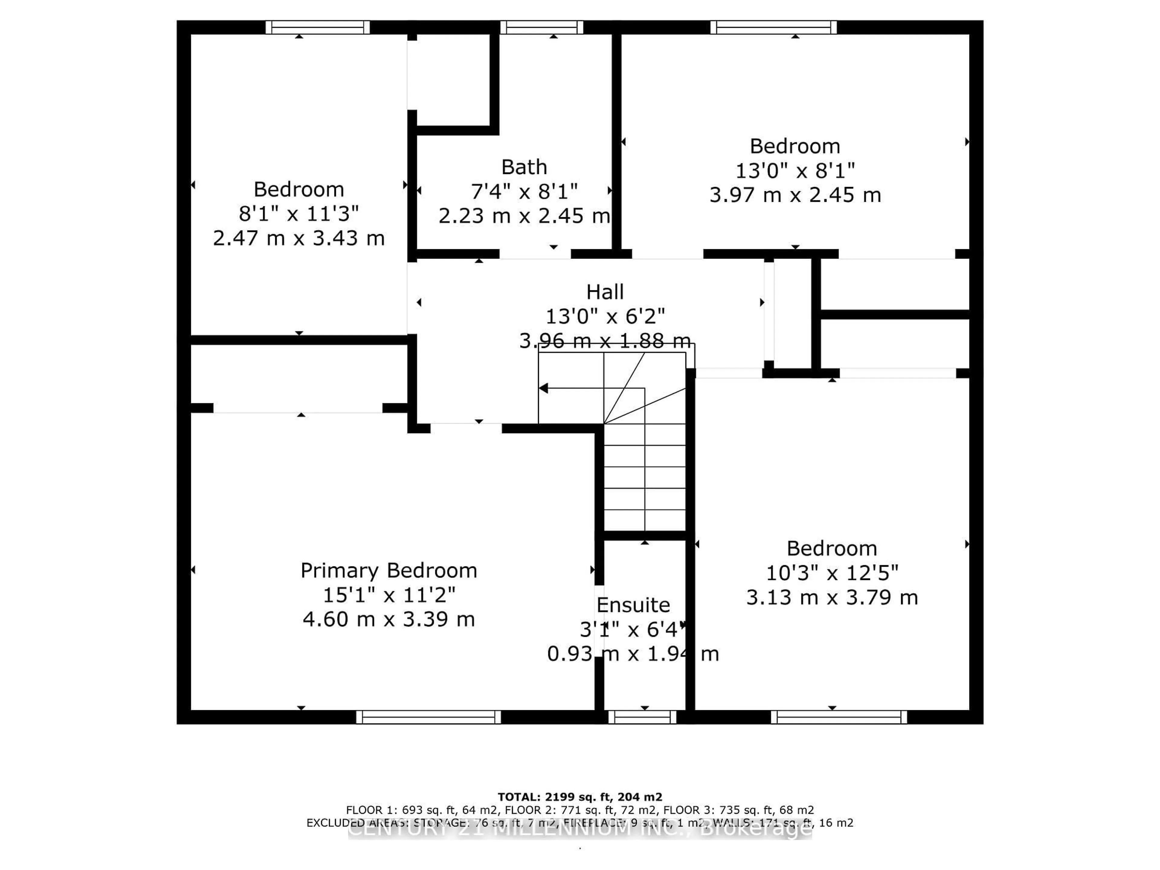 Floor plan for 14 Milford Cres, Brampton Ontario L6S 3E4