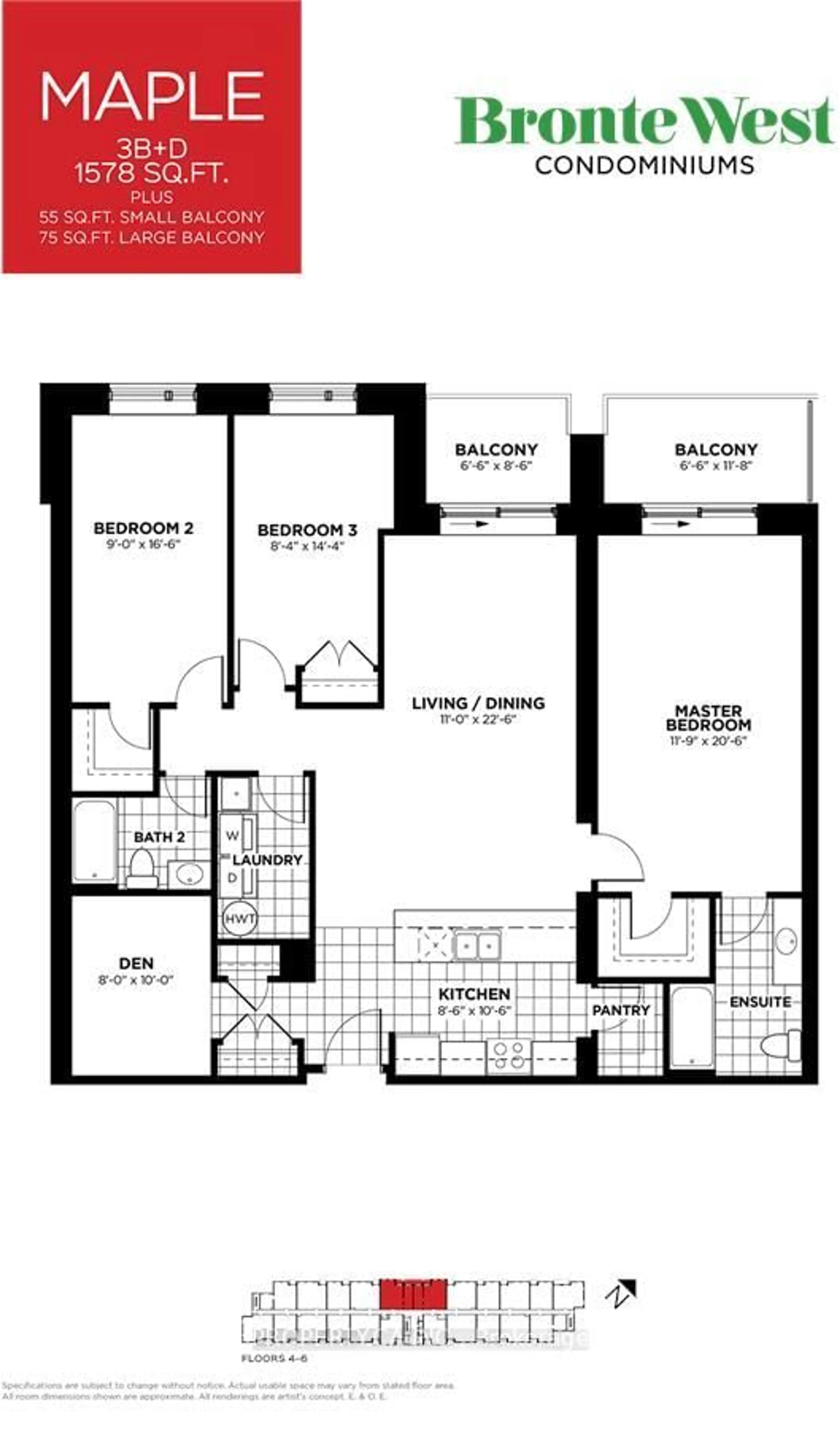 Floor plan for 830 Megson Terr #622, Milton Ontario L9T 9M7