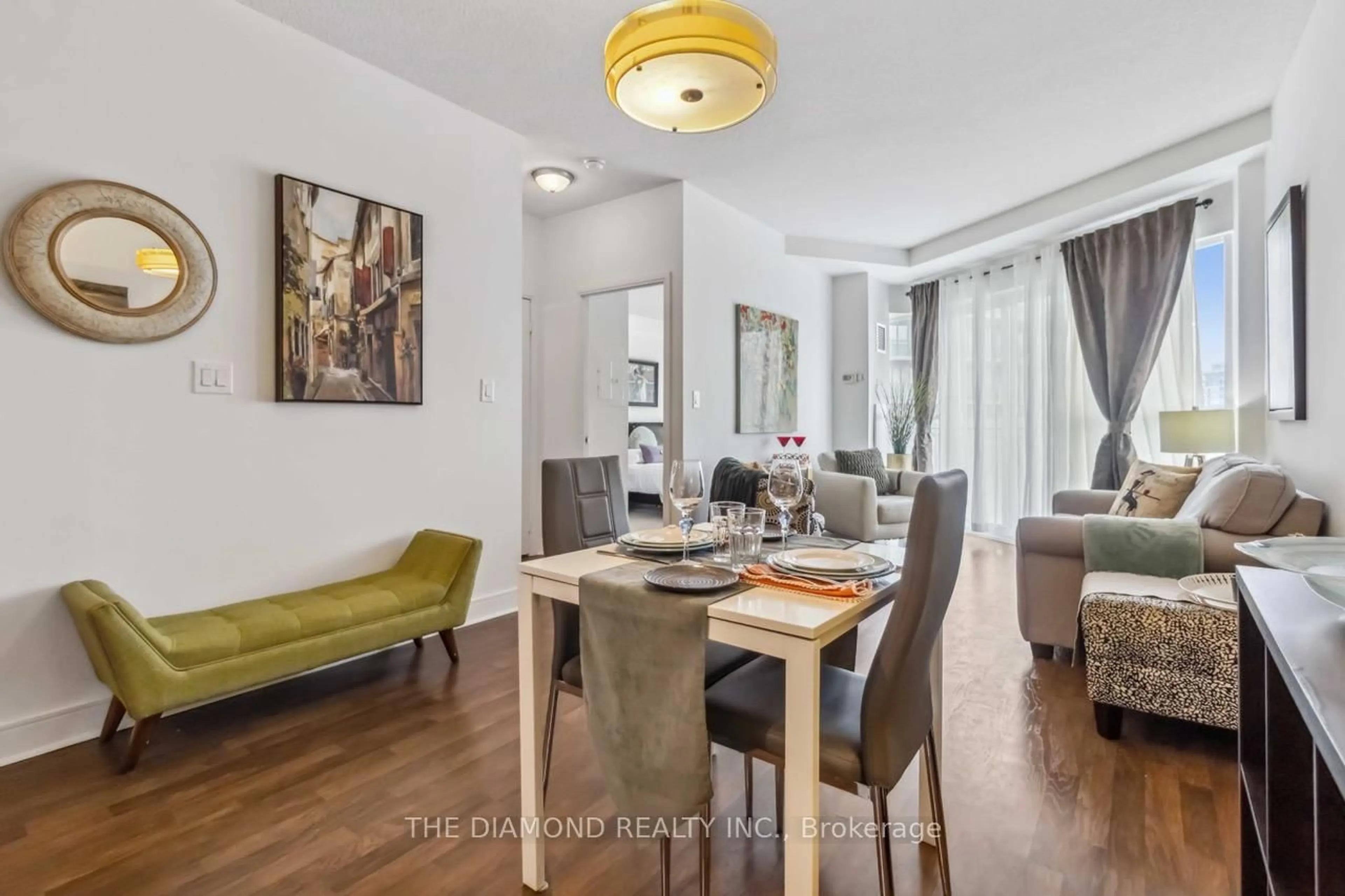 Dining room, wood/laminate floor for 50 Absolute Ave #2606, Mississauga Ontario L4Z 0A8