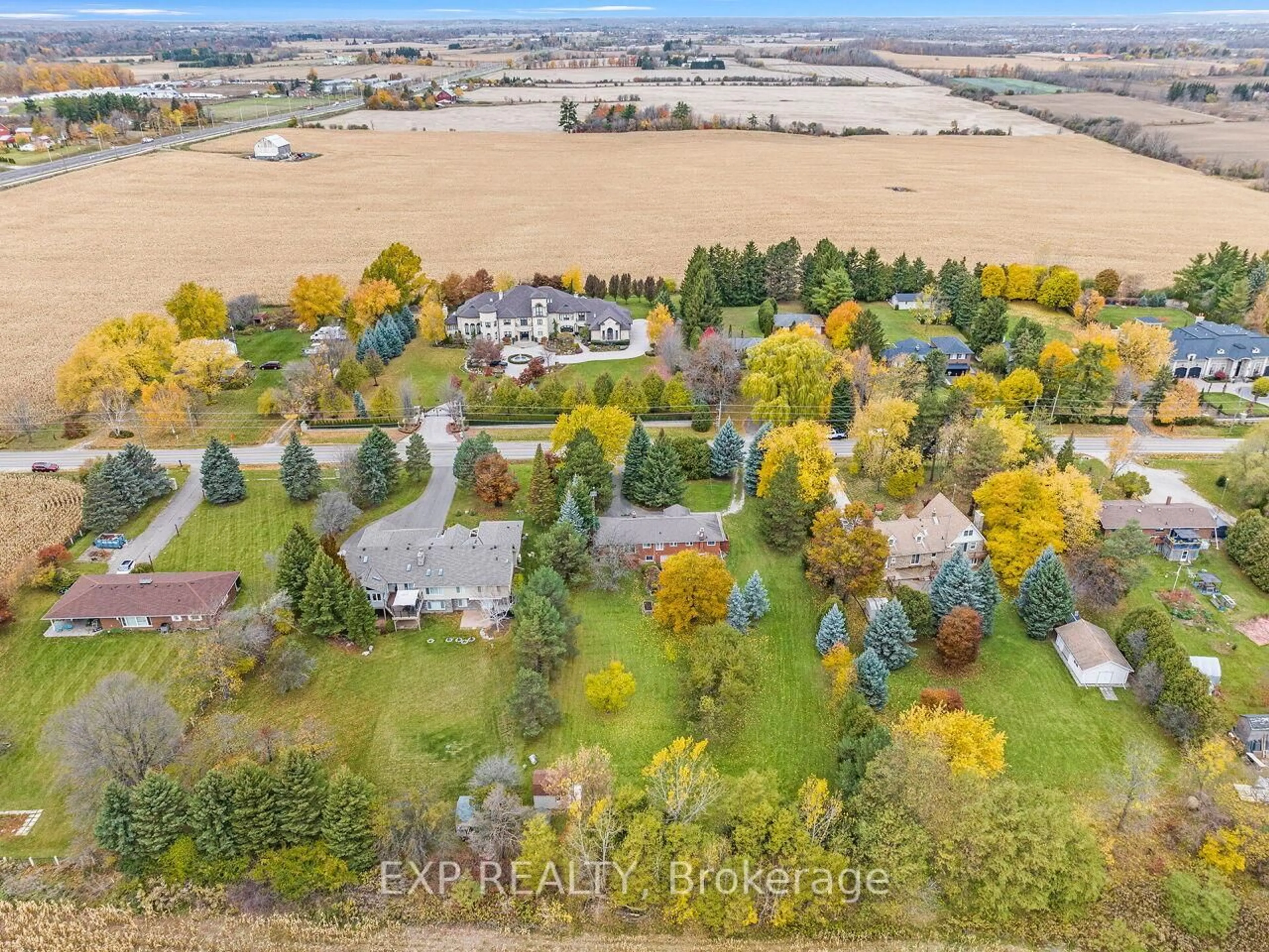 A pic from outside/outdoor area/front of a property/back of a property/a pic from drone, water/lake/river/ocean view for 13258 5 Sdrd, Halton Hills Ontario L7G 4S5