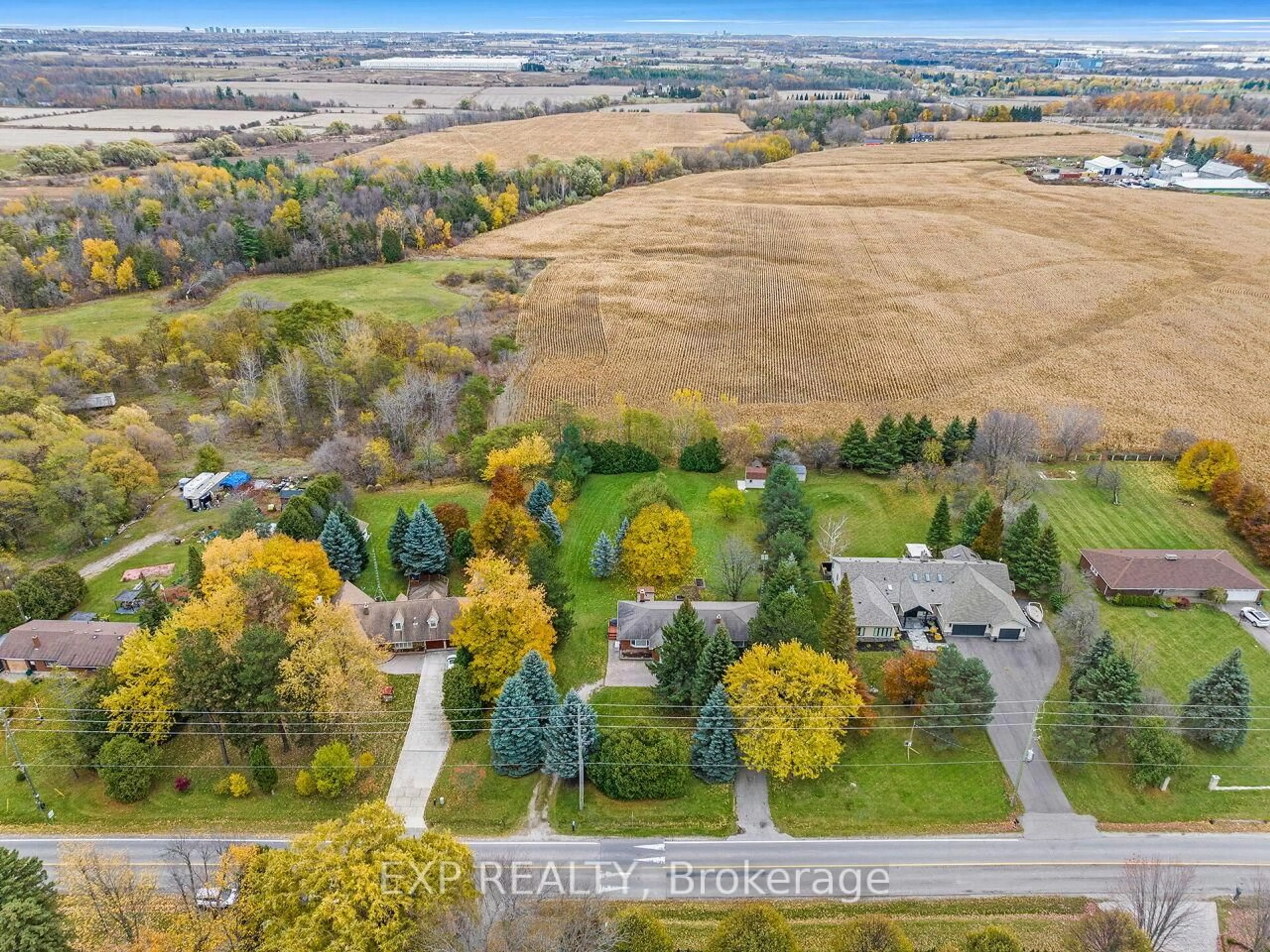 A pic from outside/outdoor area/front of a property/back of a property/a pic from drone, water/lake/river/ocean view for 13258 5 Sdrd, Halton Hills Ontario L7G 4S5