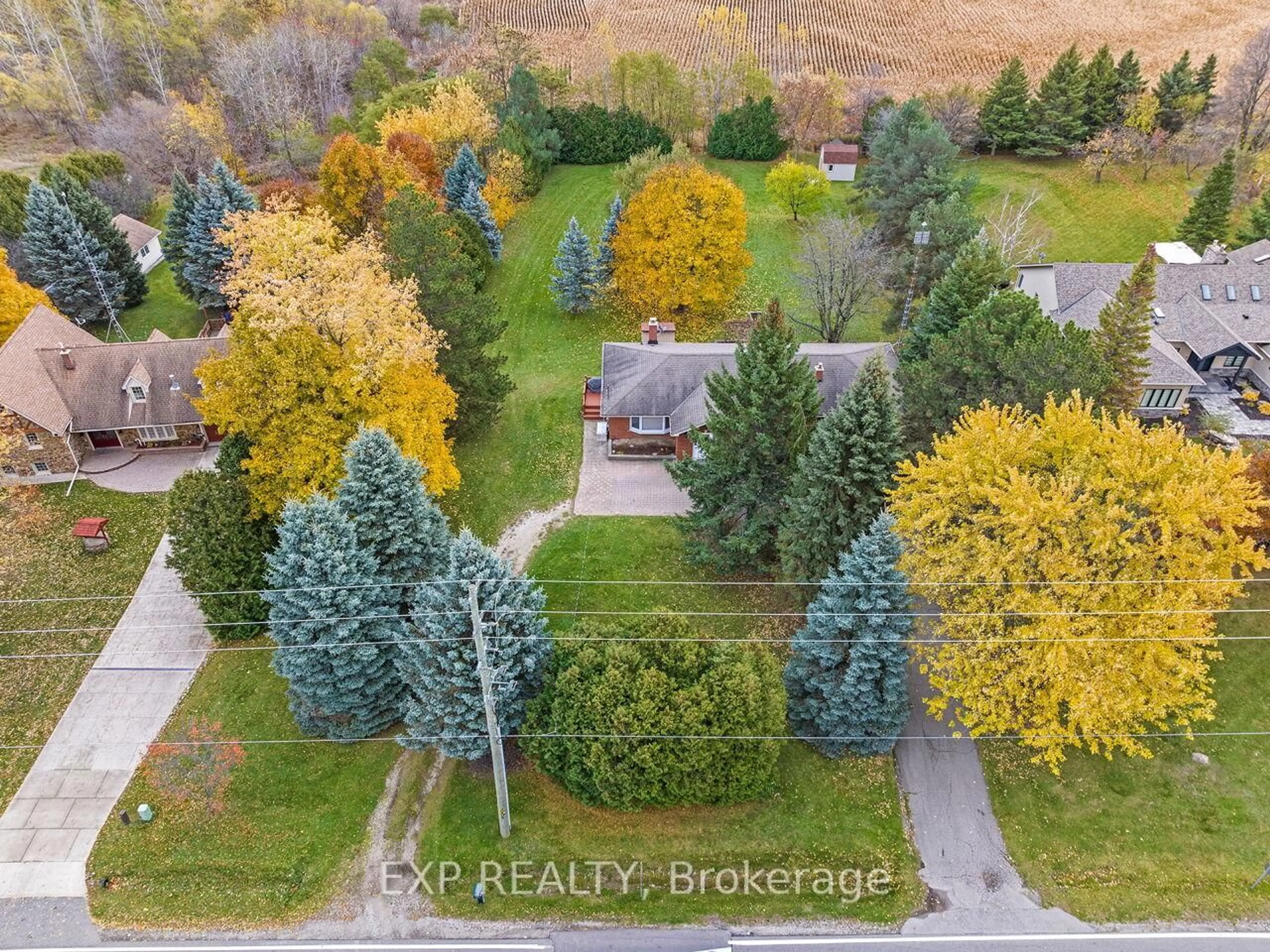 A pic from outside/outdoor area/front of a property/back of a property/a pic from drone, forest/trees view for 13258 5 Sdrd, Halton Hills Ontario L7G 4S5