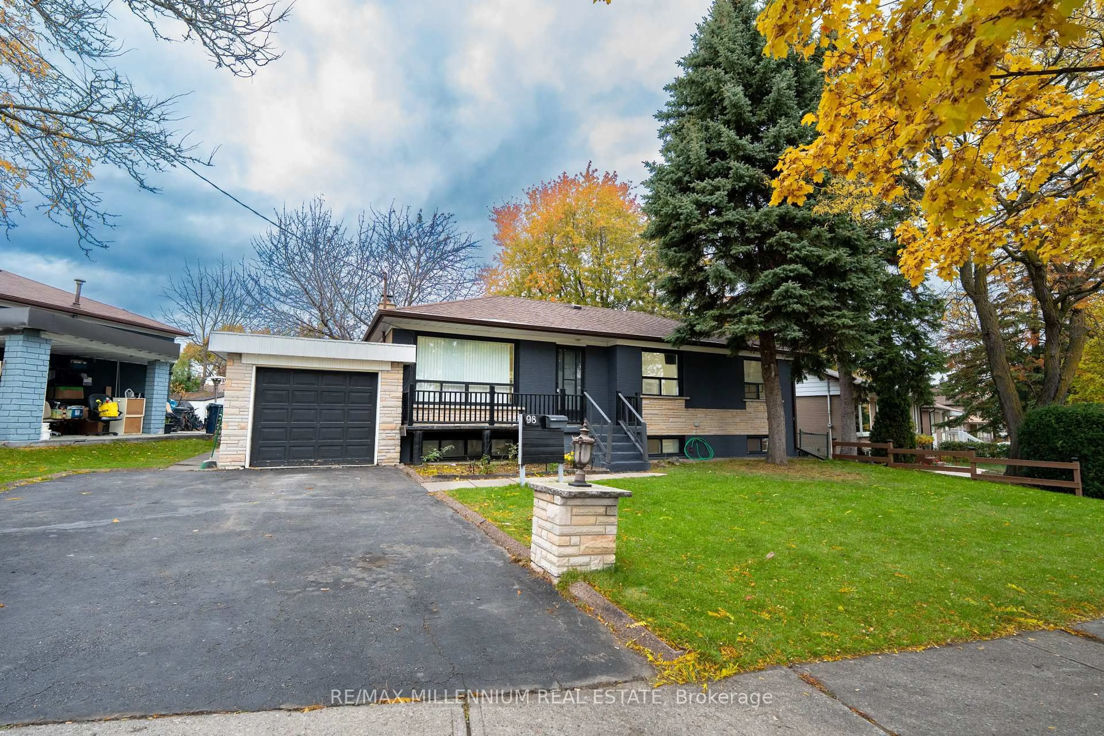 Home with vinyl exterior material, street for 98 Stavely Cres, Toronto Ontario M9W 2C8