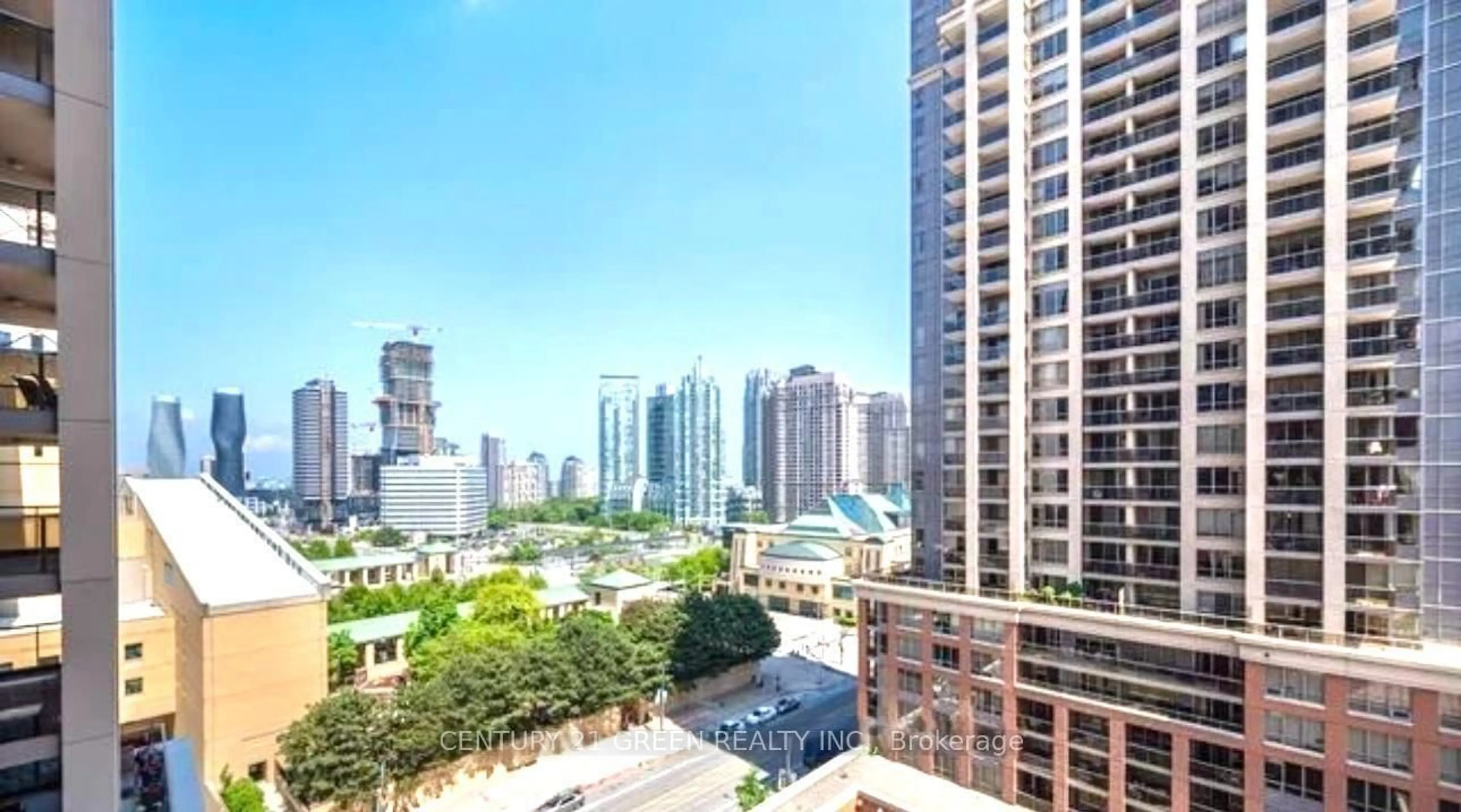 Balcony in the apartment, city buildings view from balcony for 4090 Living Arts Dr #1102, Mississauga Ontario L5B 4M8