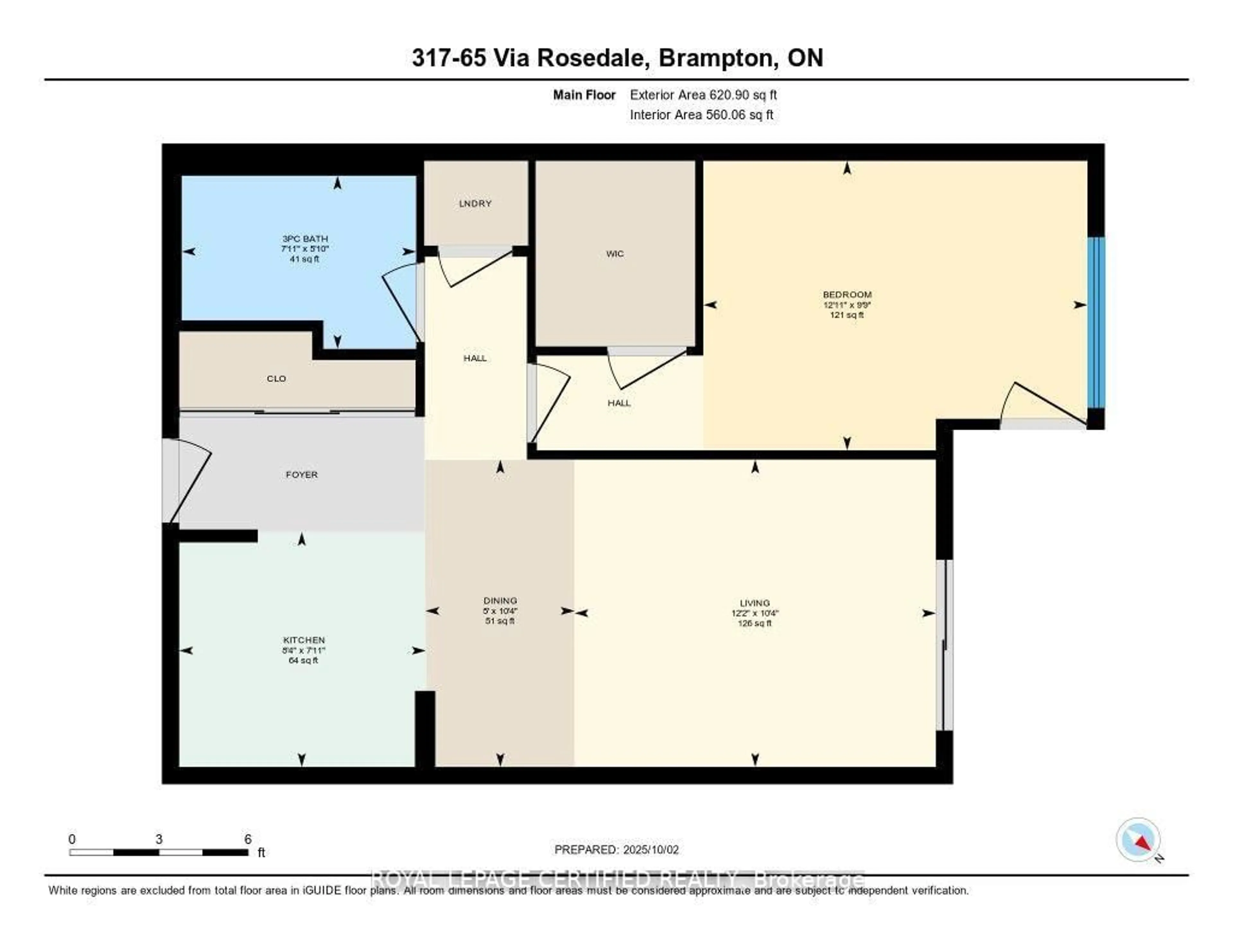 Floor plan for 65 Via Rosedale #317, Brampton Ontario L6R 3N8