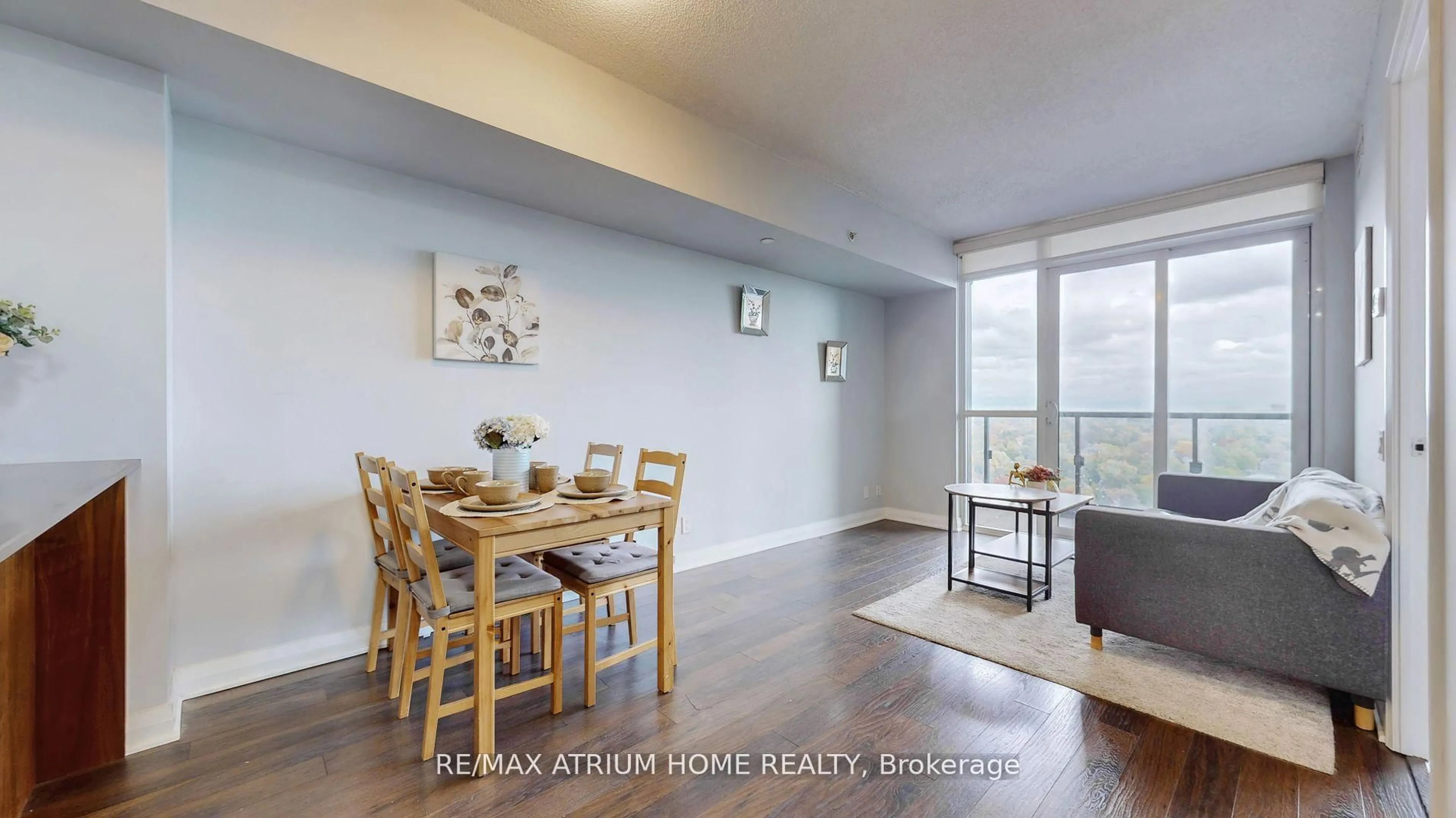 Dining room, wood/laminate floor for 5 Valhalla Inn Rd #1803, Toronto Ontario M9B 0B1