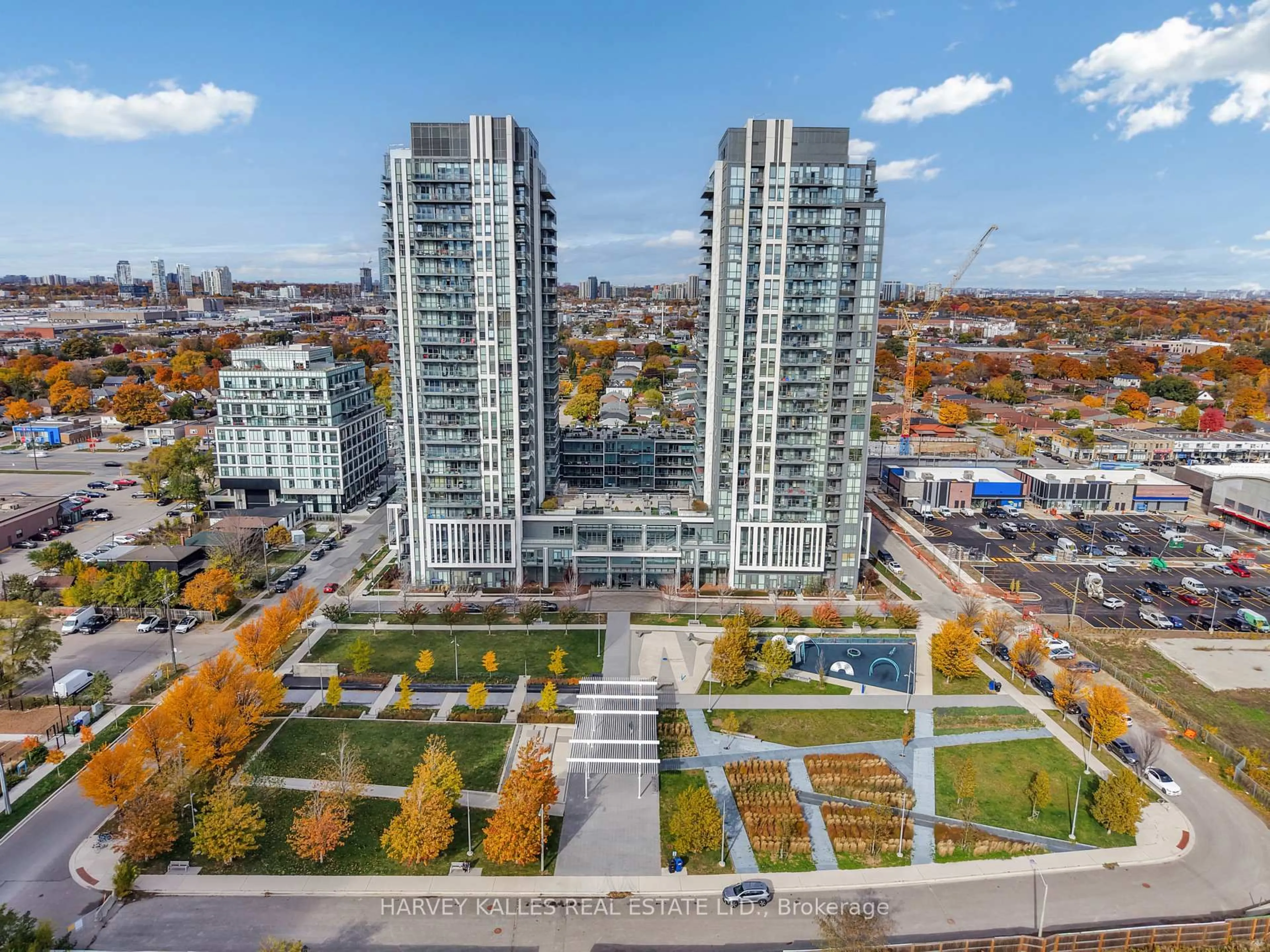 A pic from outside/outdoor area/front of a property/back of a property/a pic from drone, city buildings view from balcony for 17 Zorra St #2204, Toronto Ontario M8Z 0C8
