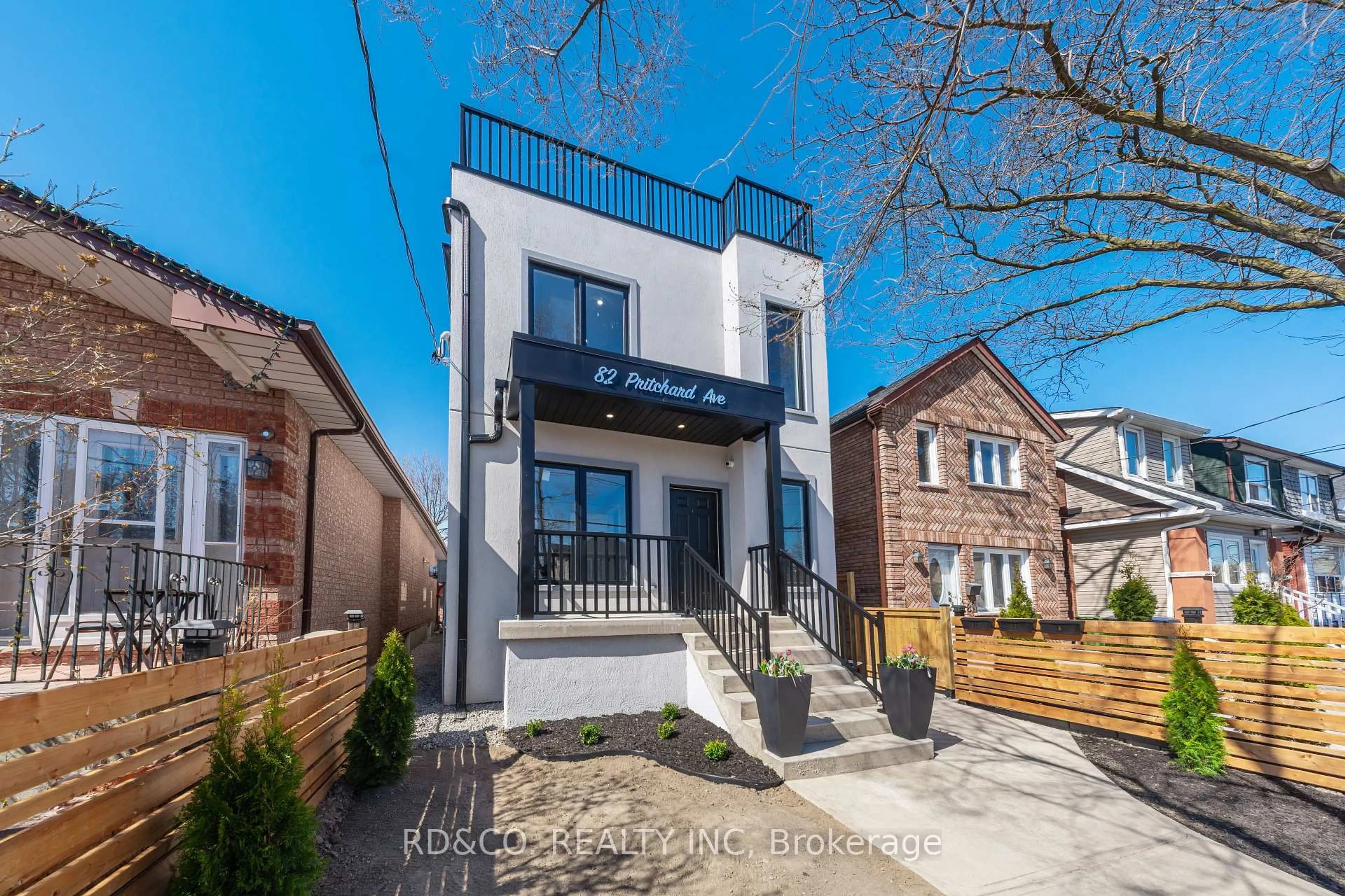 Home with brick exterior material, street for 82 Pritchard Ave, Toronto Ontario M6N 1T3