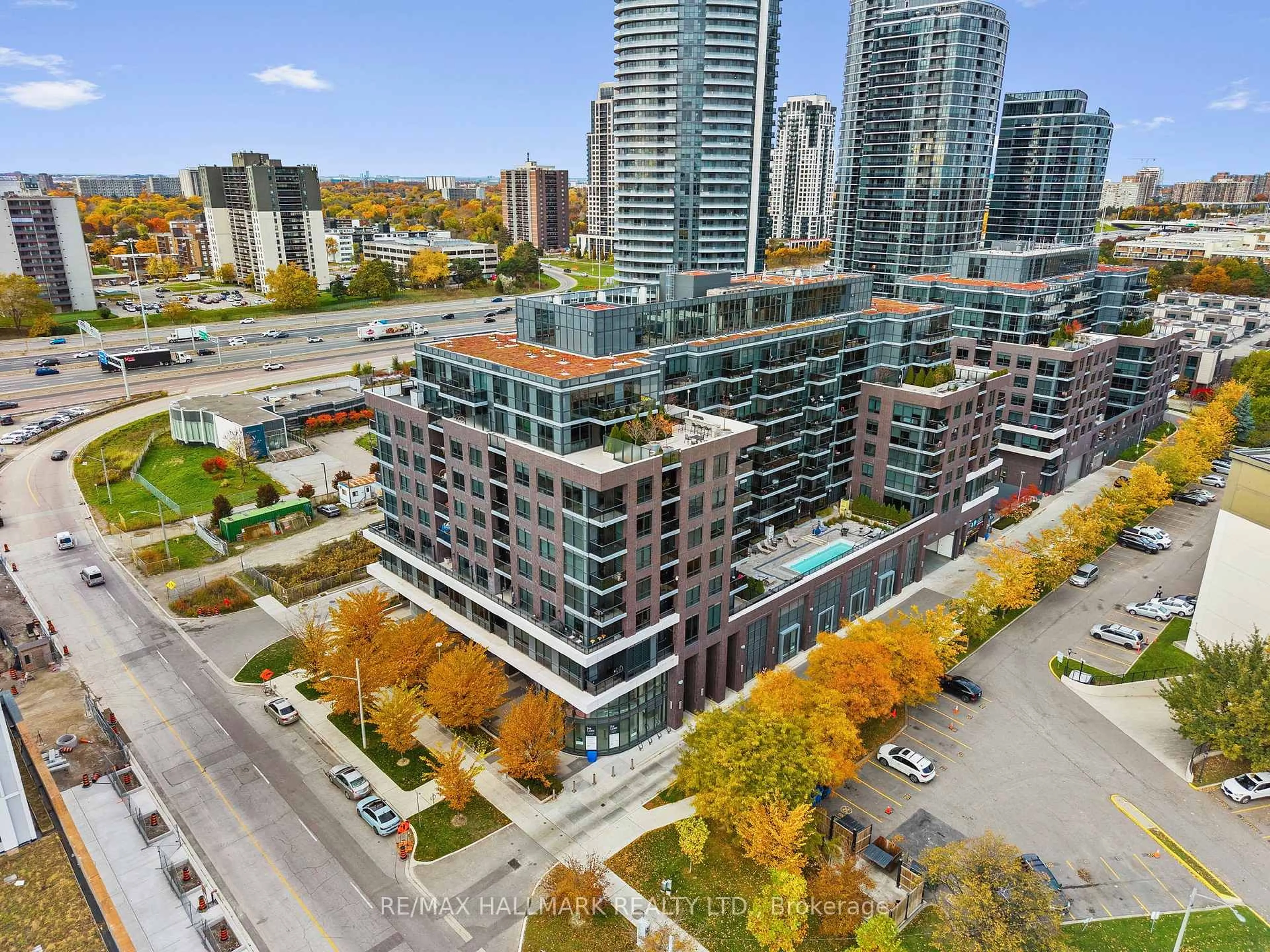 A pic from outside/outdoor area/front of a property/back of a property/a pic from drone, city buildings view from balcony for 10 Gibbs Rd #409, Toronto Ontario M9B 0E2