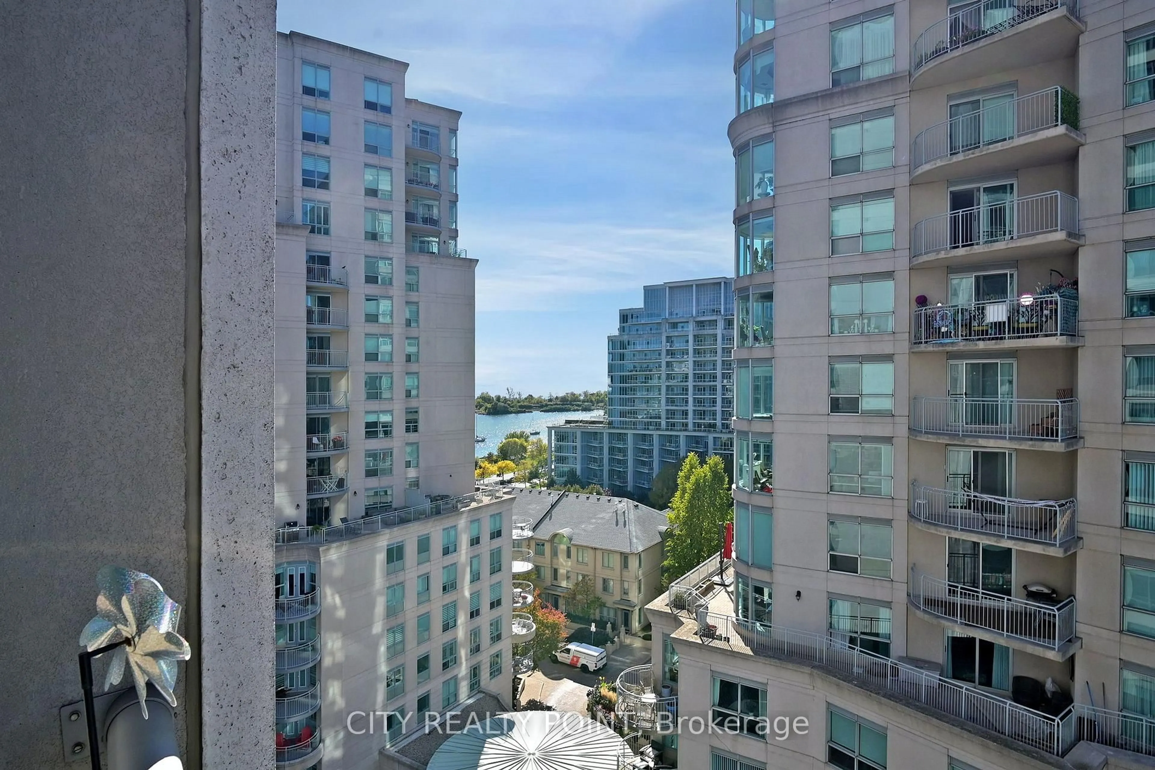Balcony in the apartment, city buildings view from balcony for 2087 Lake Shore Blvd #1006, Toronto Ontario M8V 4G3