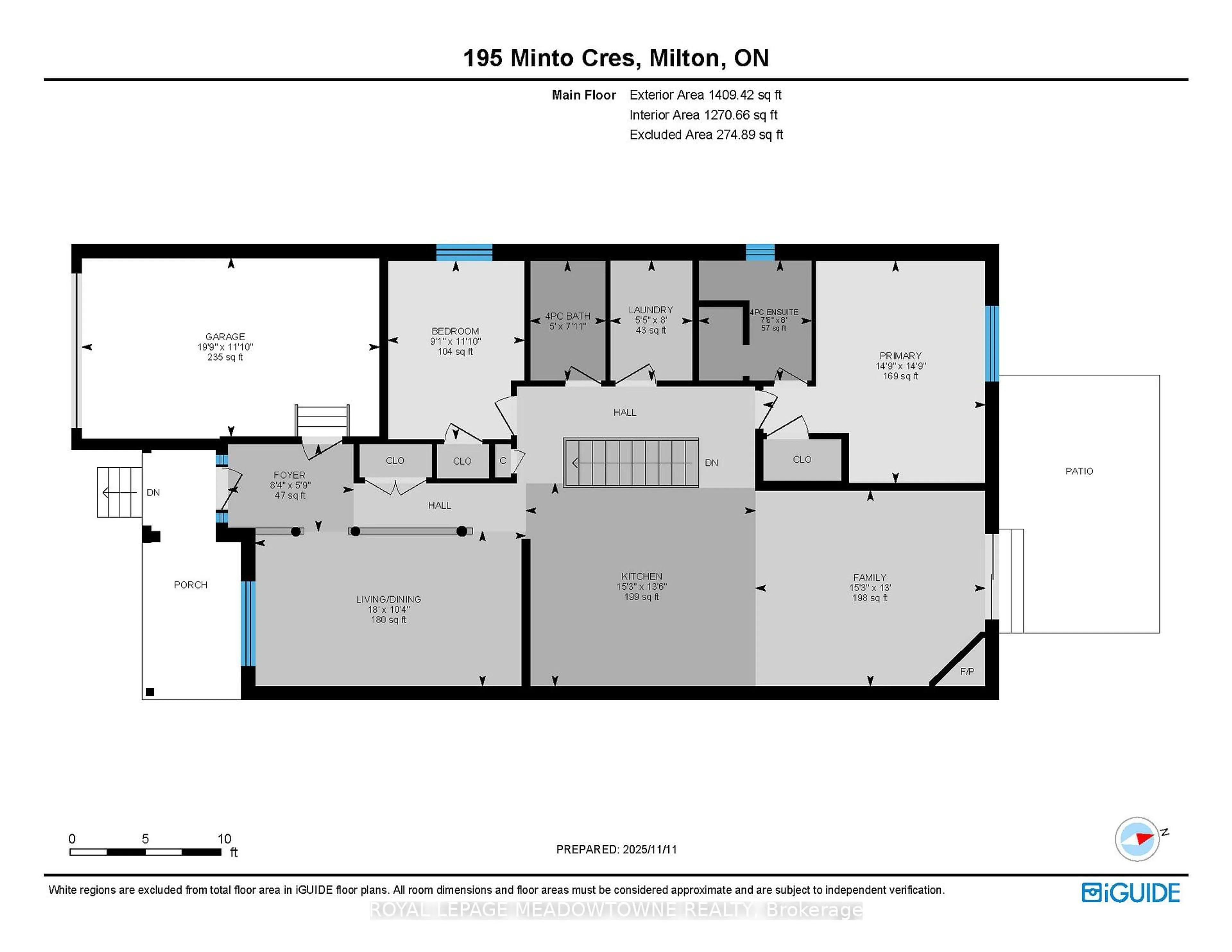 Floor plan for 195 Minto Cres, Milton Ontario L9T 7P5