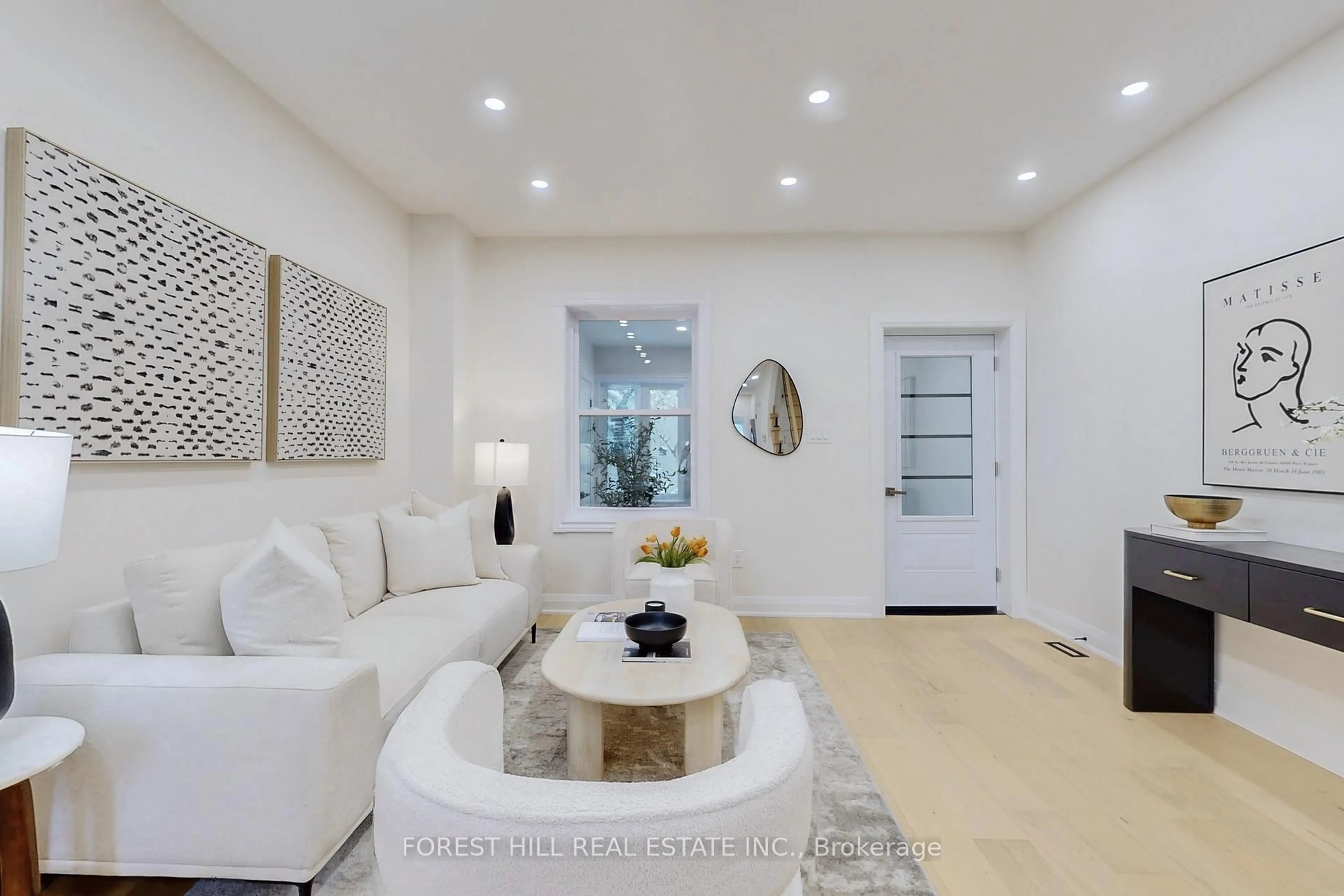 Living room with furniture, ceramic/tile floor for 123 Laughton Ave, Toronto Ontario M6N 2X3