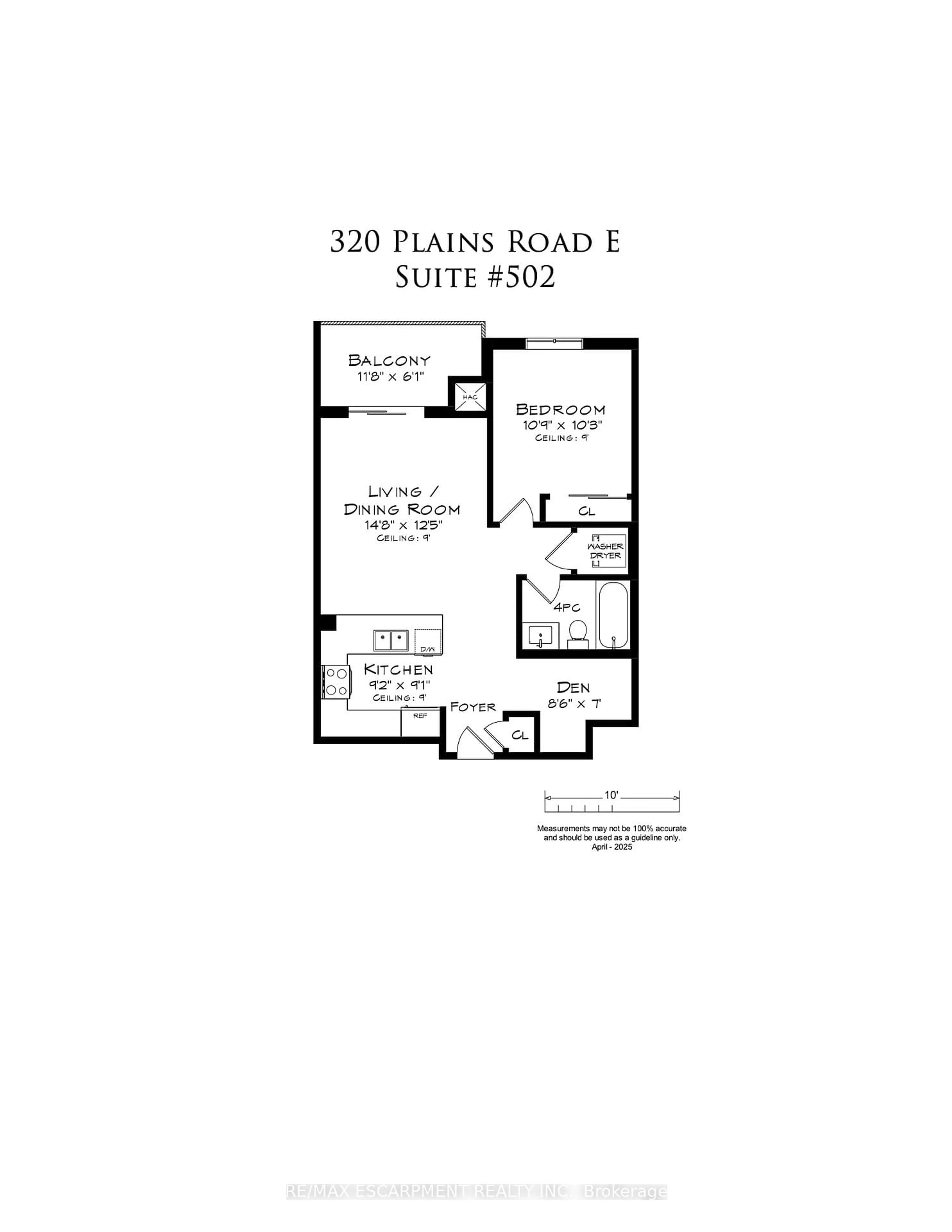 Floor plan for 320 Plains Rd #502, Burlington Ontario L7T 0C1