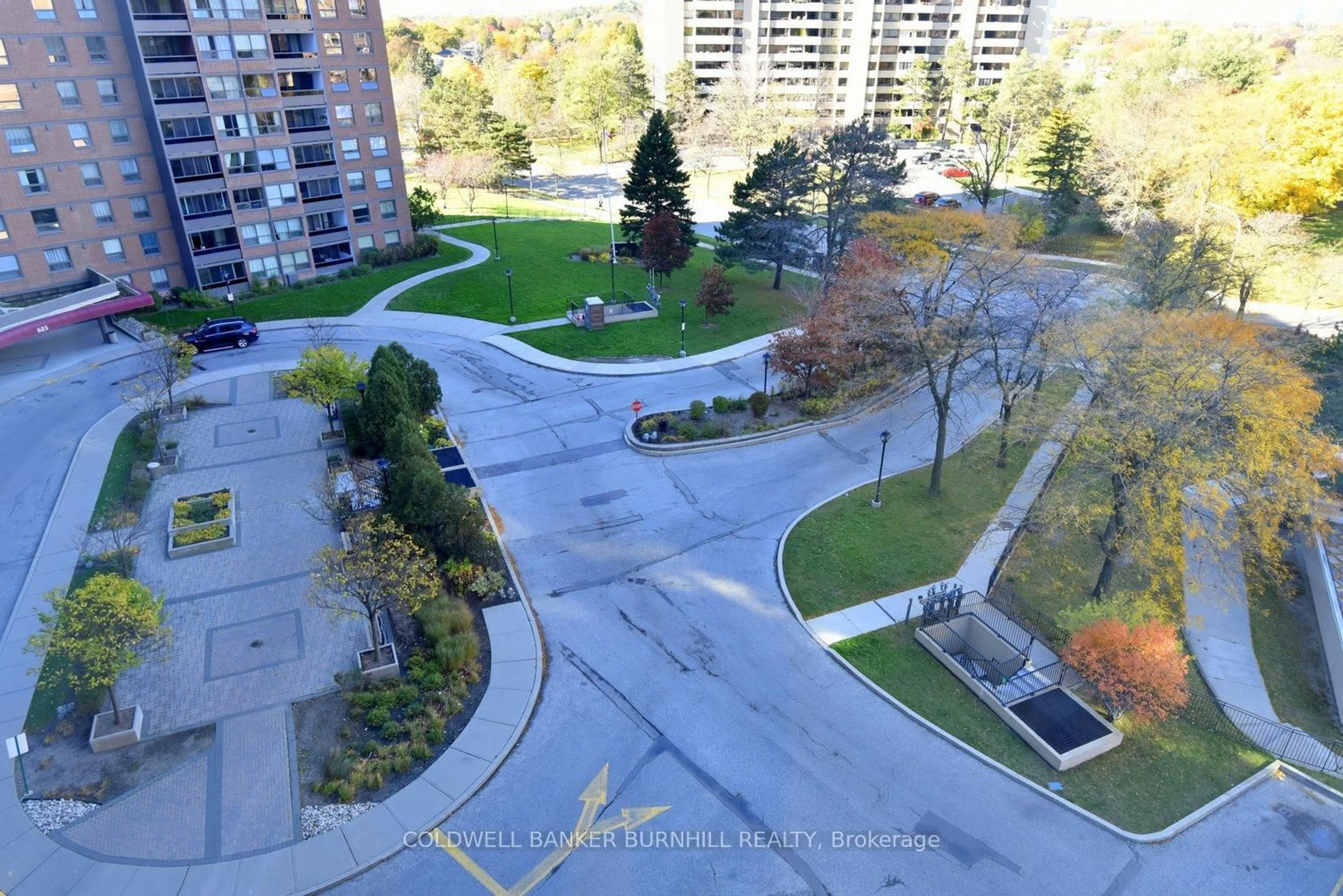 A pic from outside/outdoor area/front of a property/back of a property/a pic from drone, city buildings view from balcony for 627 The West Mall #802, Toronto Ontario M9C 4X5