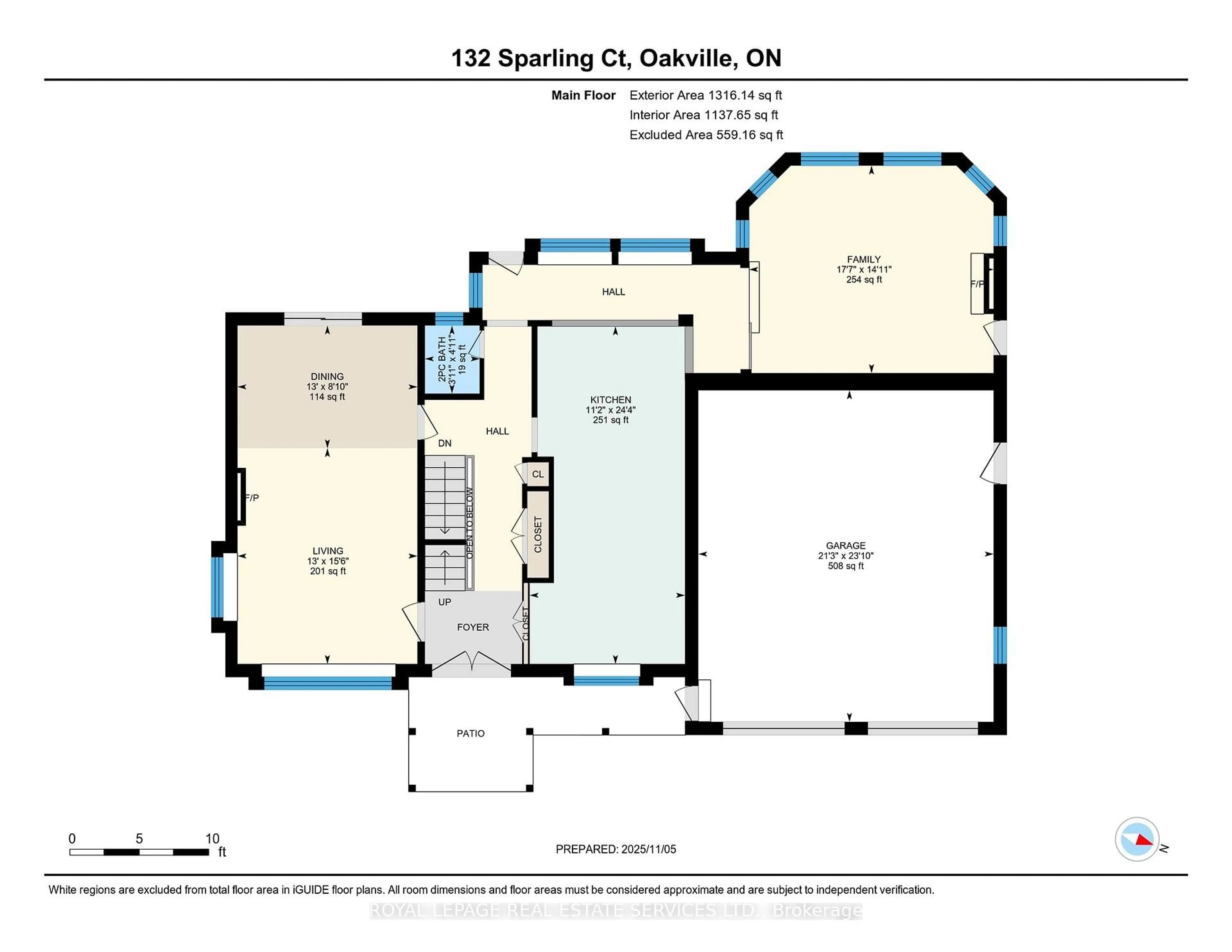 Floor plan for 132 Sparling Crt, Oakville Ontario L6K 2J7