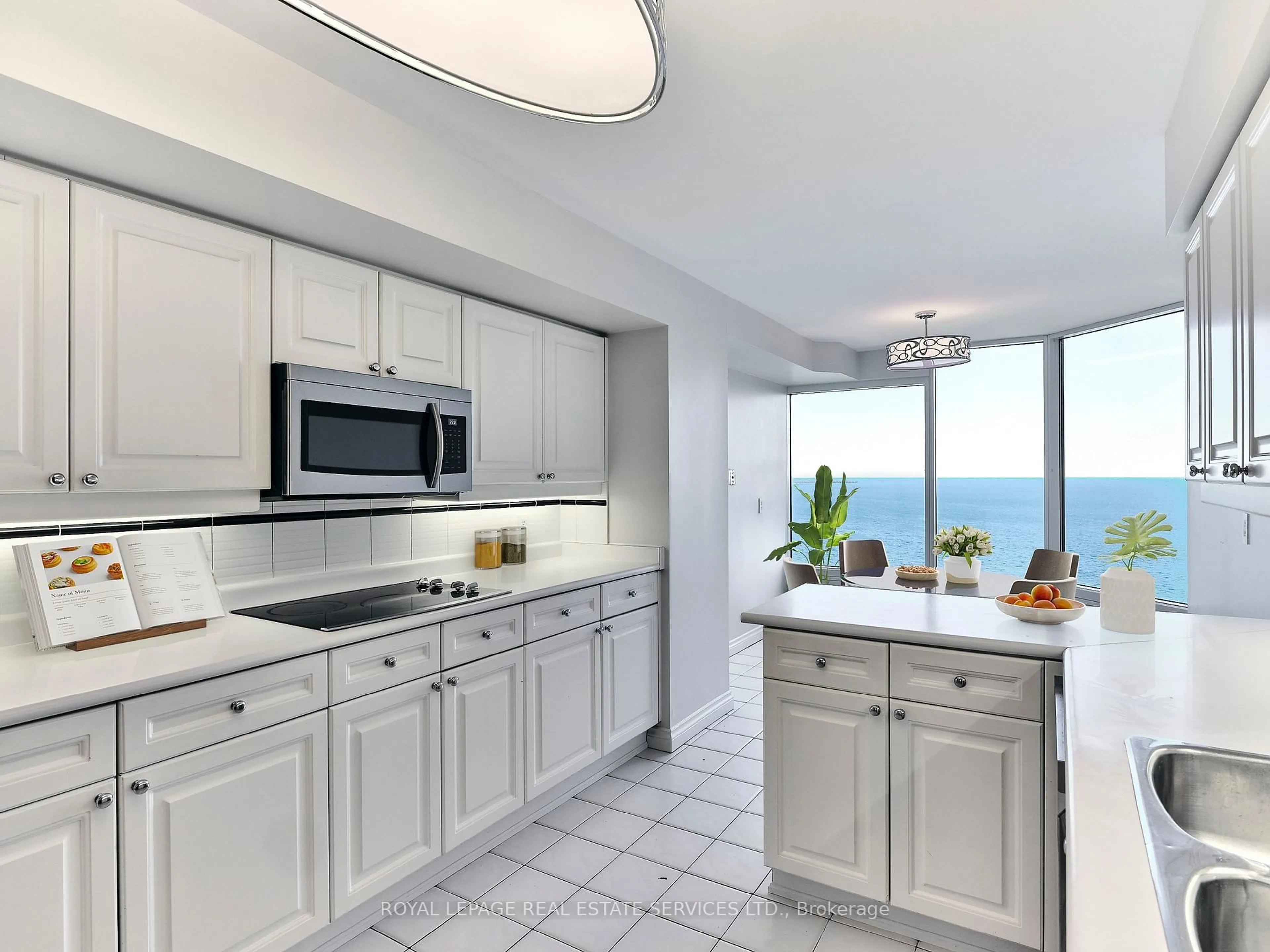 Contemporary kitchen, ceramic/tile floor for 1 Palace Pier Crt #3101, Toronto Ontario M8V 3W9