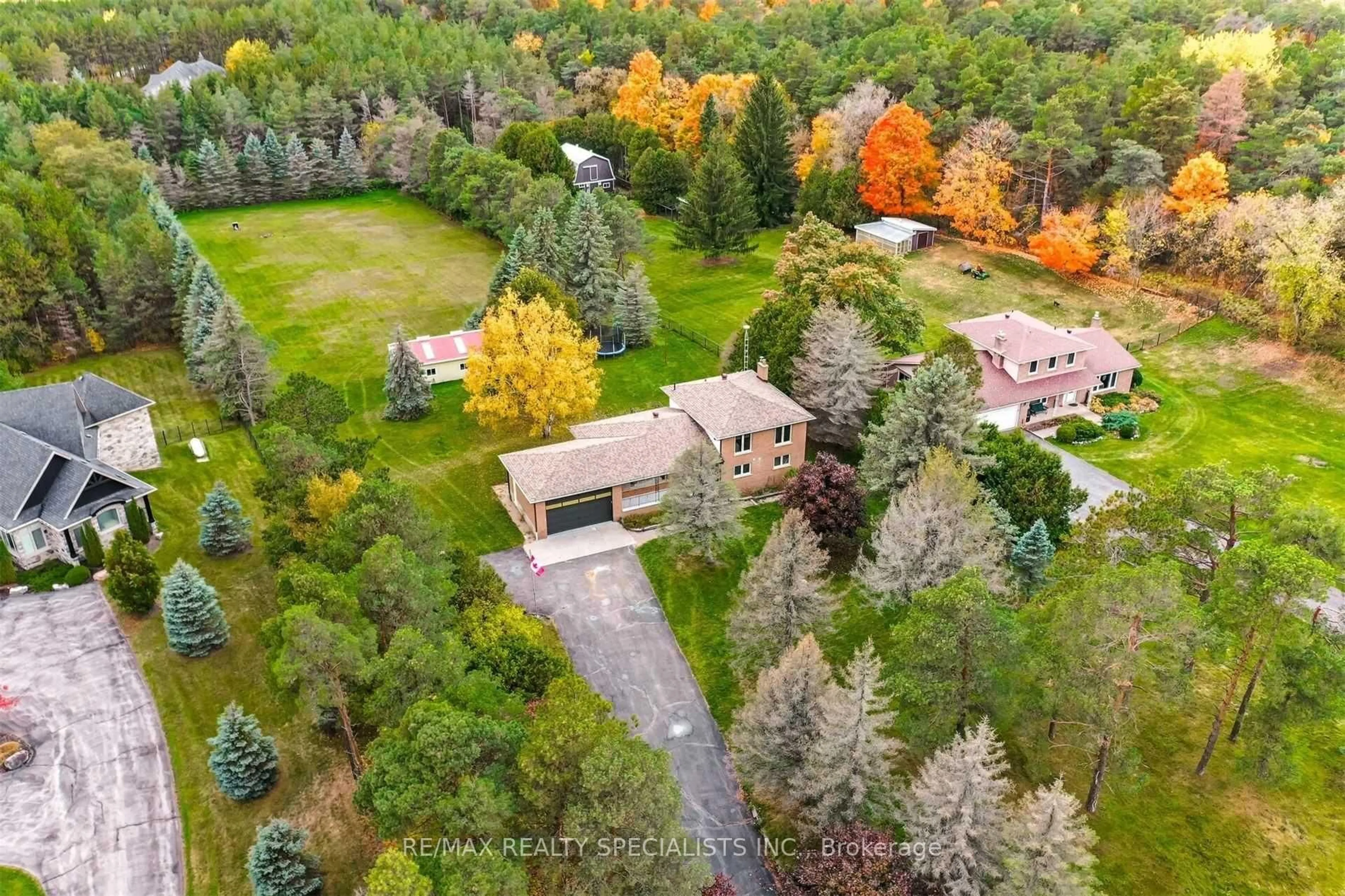 A pic from outside/outdoor area/front of a property/back of a property/a pic from drone, forest/trees view for 17374 Mount Pleasant Rd, Caledon Ontario L7E 3M8