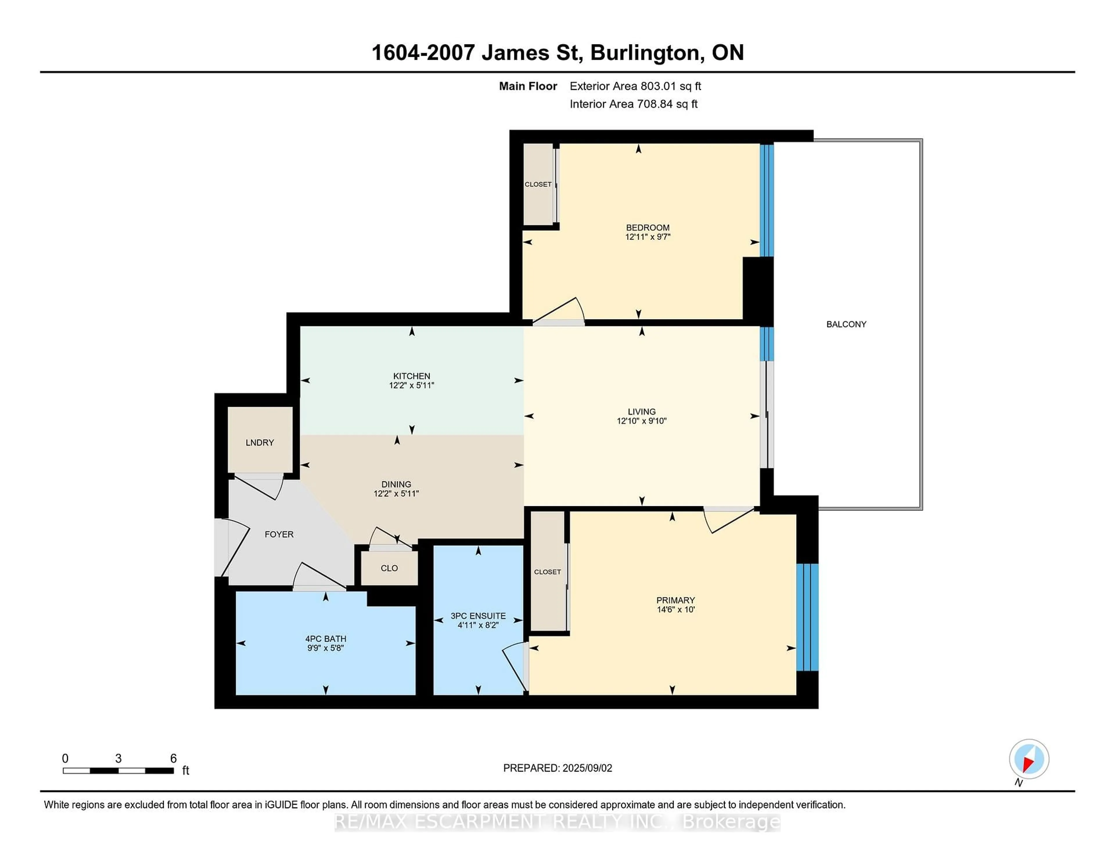 Floor plan for 2007 James St #1604, Burlington Ontario L7R 1H1