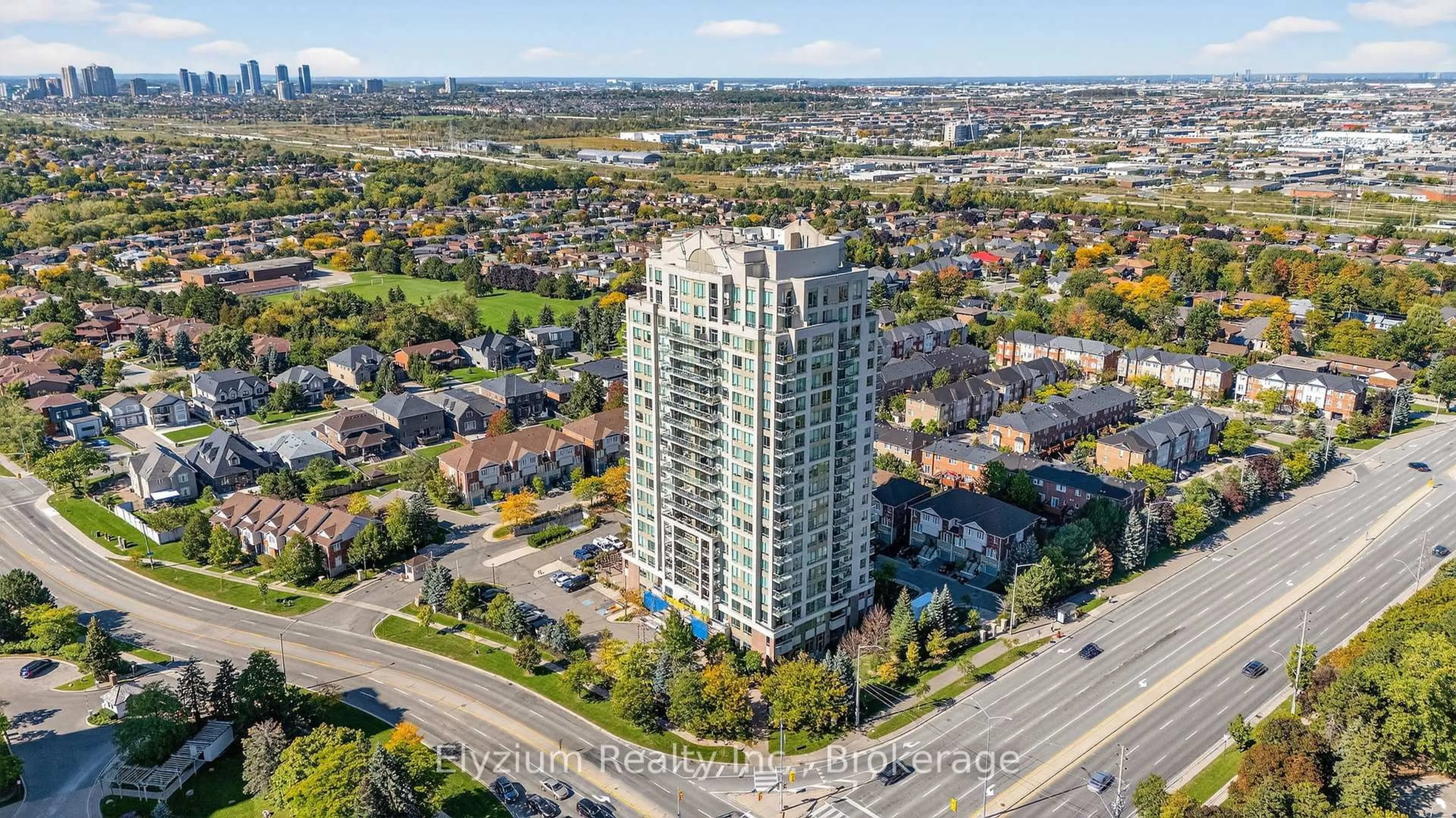 A pic from outside/outdoor area/front of a property/back of a property/a pic from drone, city buildings view from balcony for 1359 Rathburn Rd #1504, Mississauga Ontario L4W 5P7