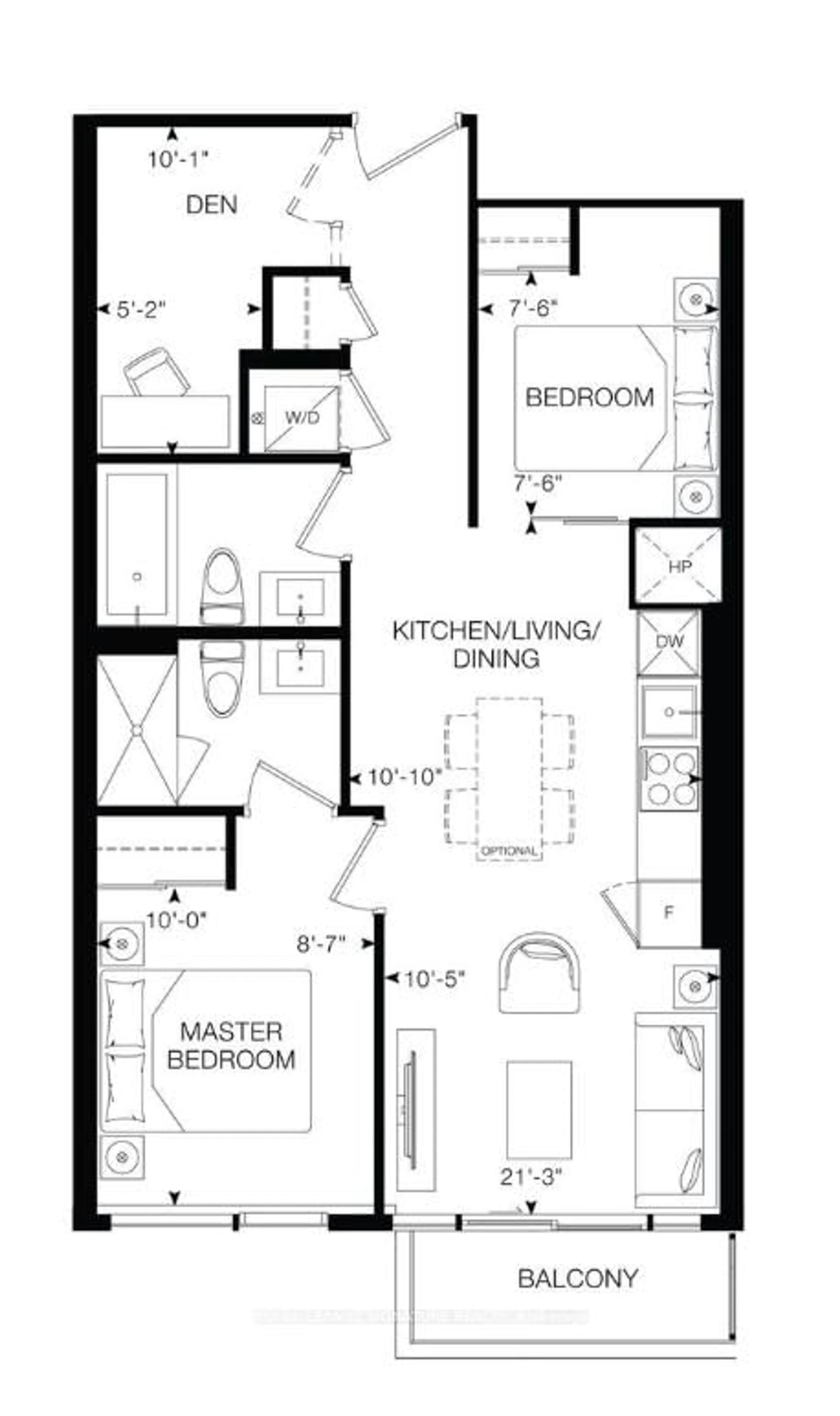 Floor plan for 86 Dundas St #622, Mississauga Ontario L5A 1W4