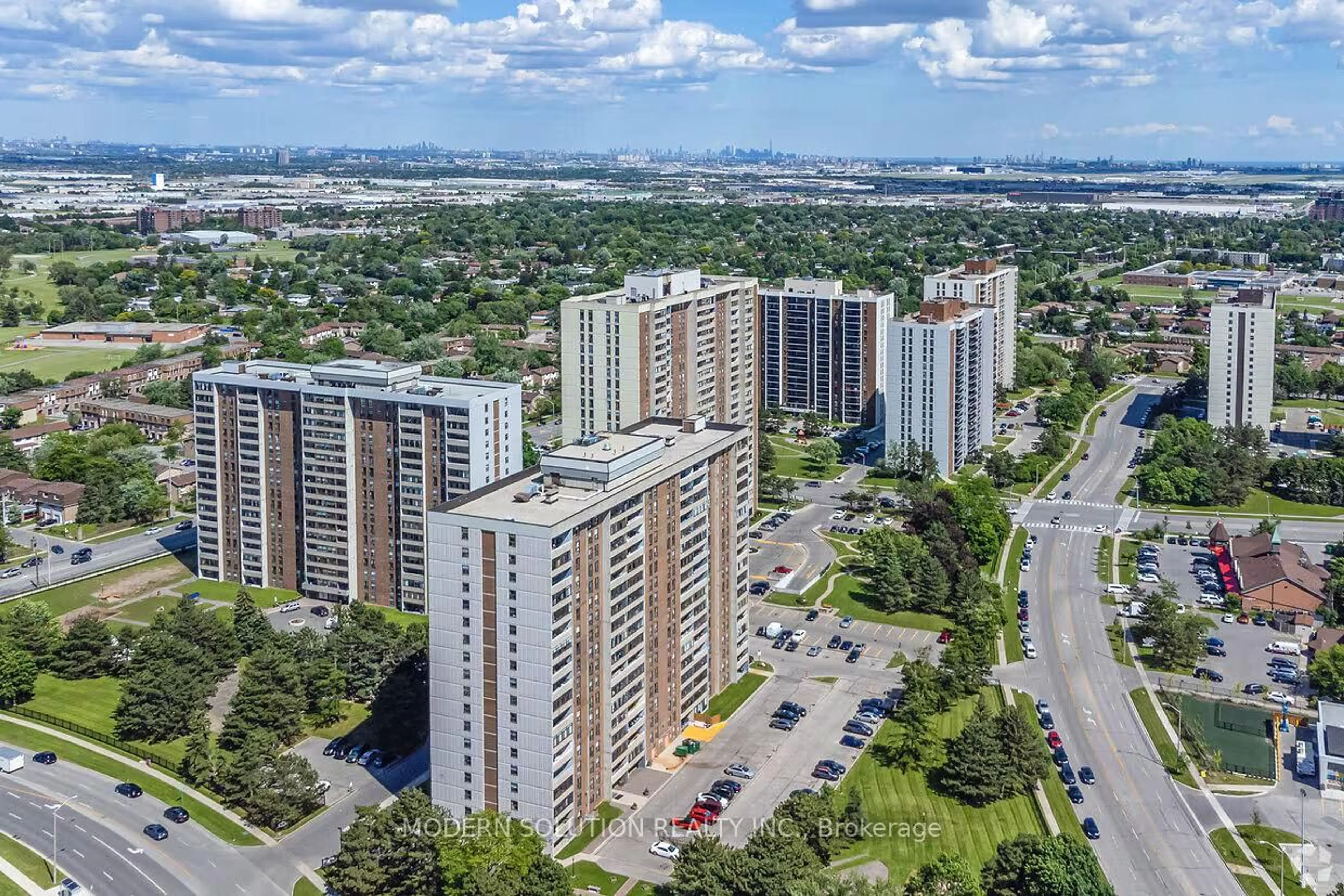 A pic from outside/outdoor area/front of a property/back of a property/a pic from drone, city buildings view from balcony for 18 Knightsbridge Rd #1604, Brampton Ontario L6T 3X5
