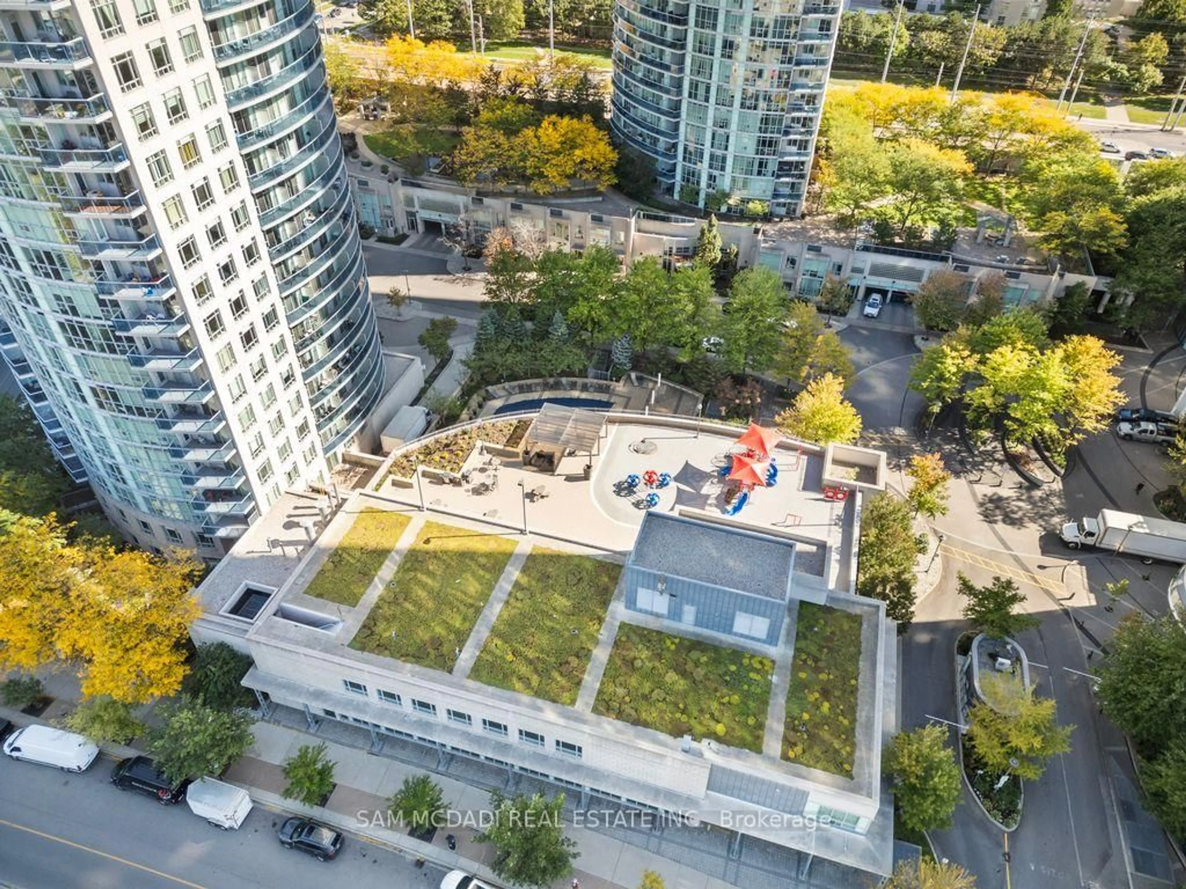 A pic from outside/outdoor area/front of a property/back of a property/a pic from drone, city buildings view from balcony for 80 Absolute Ave #1805, Mississauga Ontario L4Z 0A5