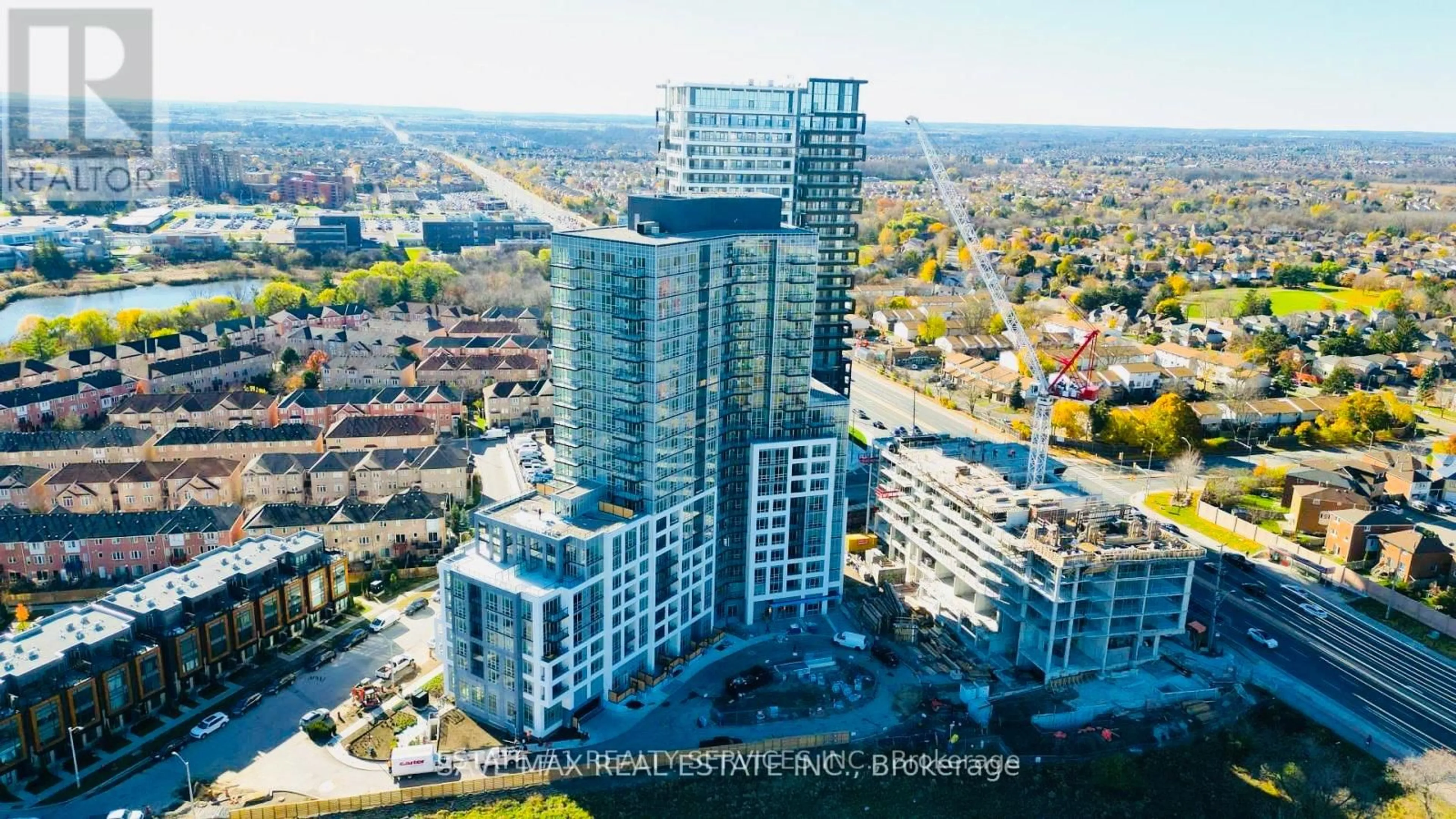 A pic from outside/outdoor area/front of a property/back of a property/a pic from drone, city buildings view from balcony for 225 Malta Ave #716, Brampton Ontario L6Y 4M5