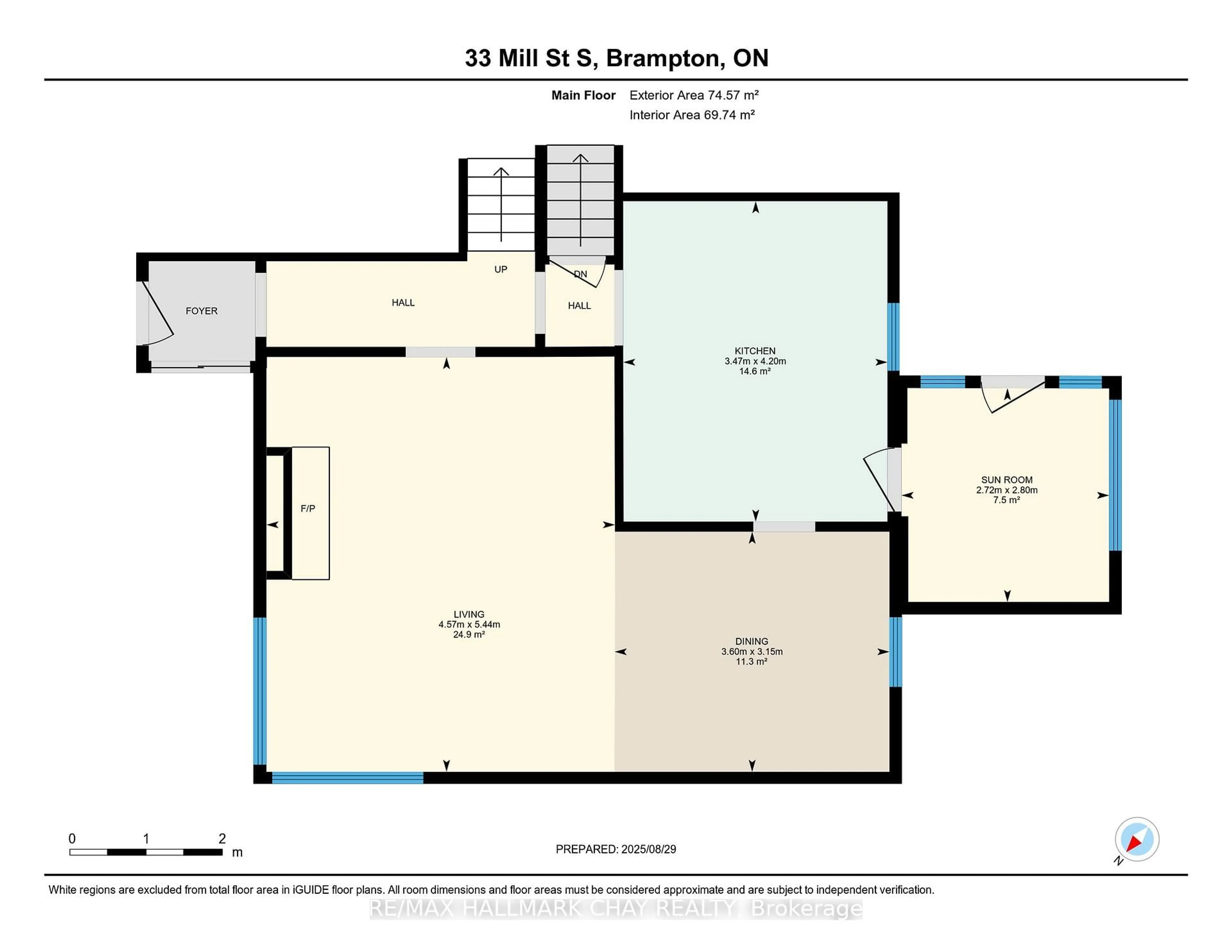 Floor plan for 33 Mill St, Brampton Ontario L6Y 1S7