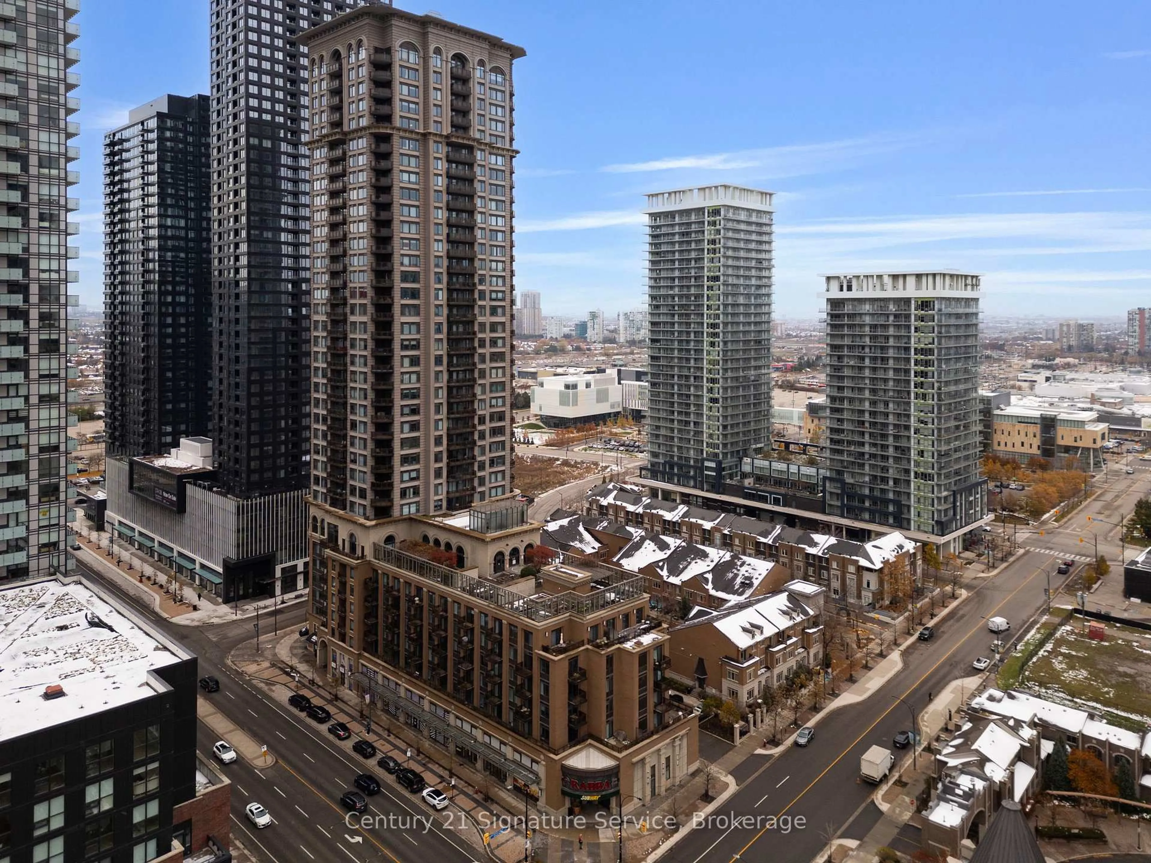 A pic from outside/outdoor area/front of a property/back of a property/a pic from drone, city buildings view from balcony for 385 Prince Of Wales Dr #2001, Mississauga Ontario L5B 0C6