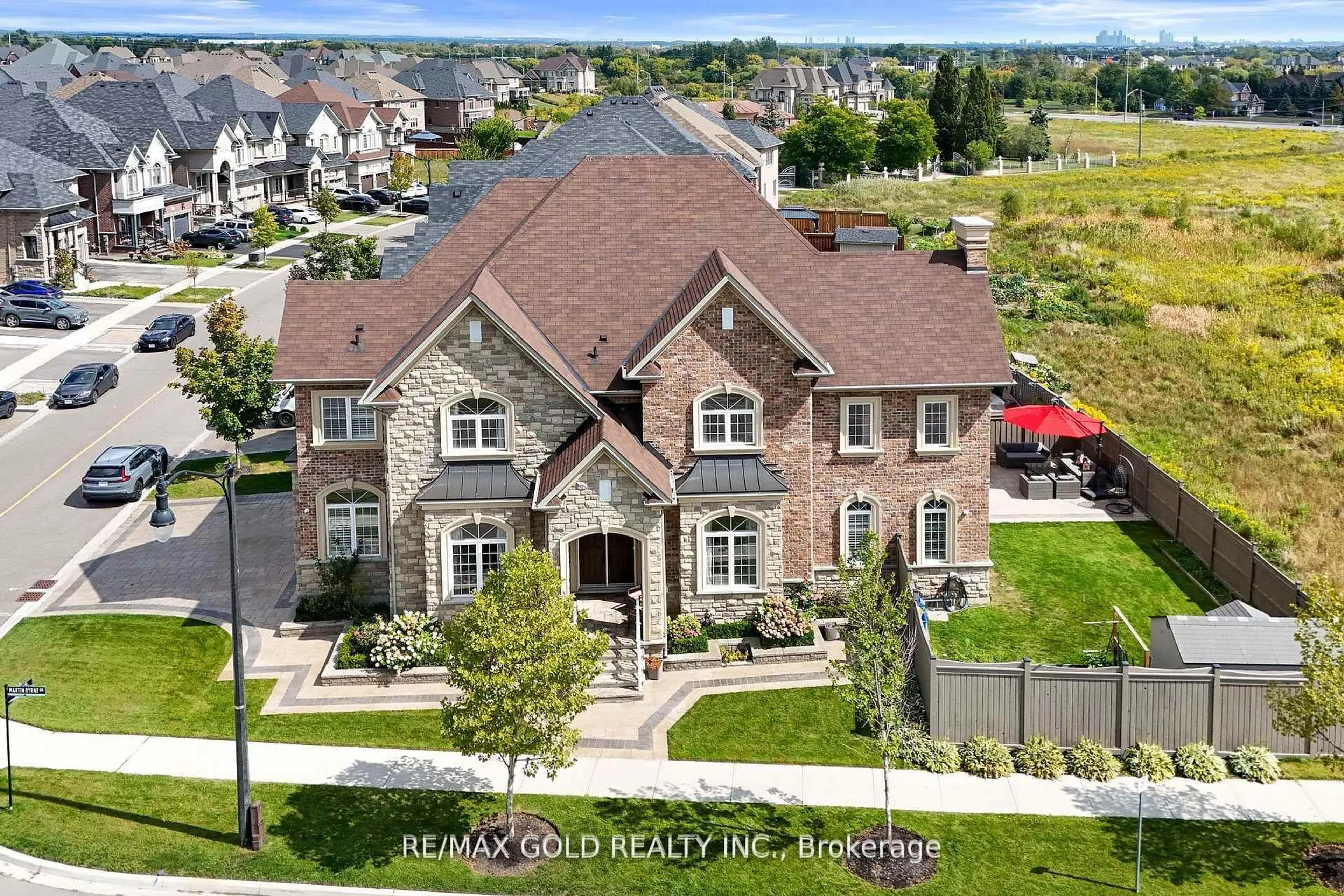 A pic from outside/outdoor area/front of a property/back of a property/a pic from drone, street for 19 Martin Byrne Dr, Brampton Ontario L6P 4G2