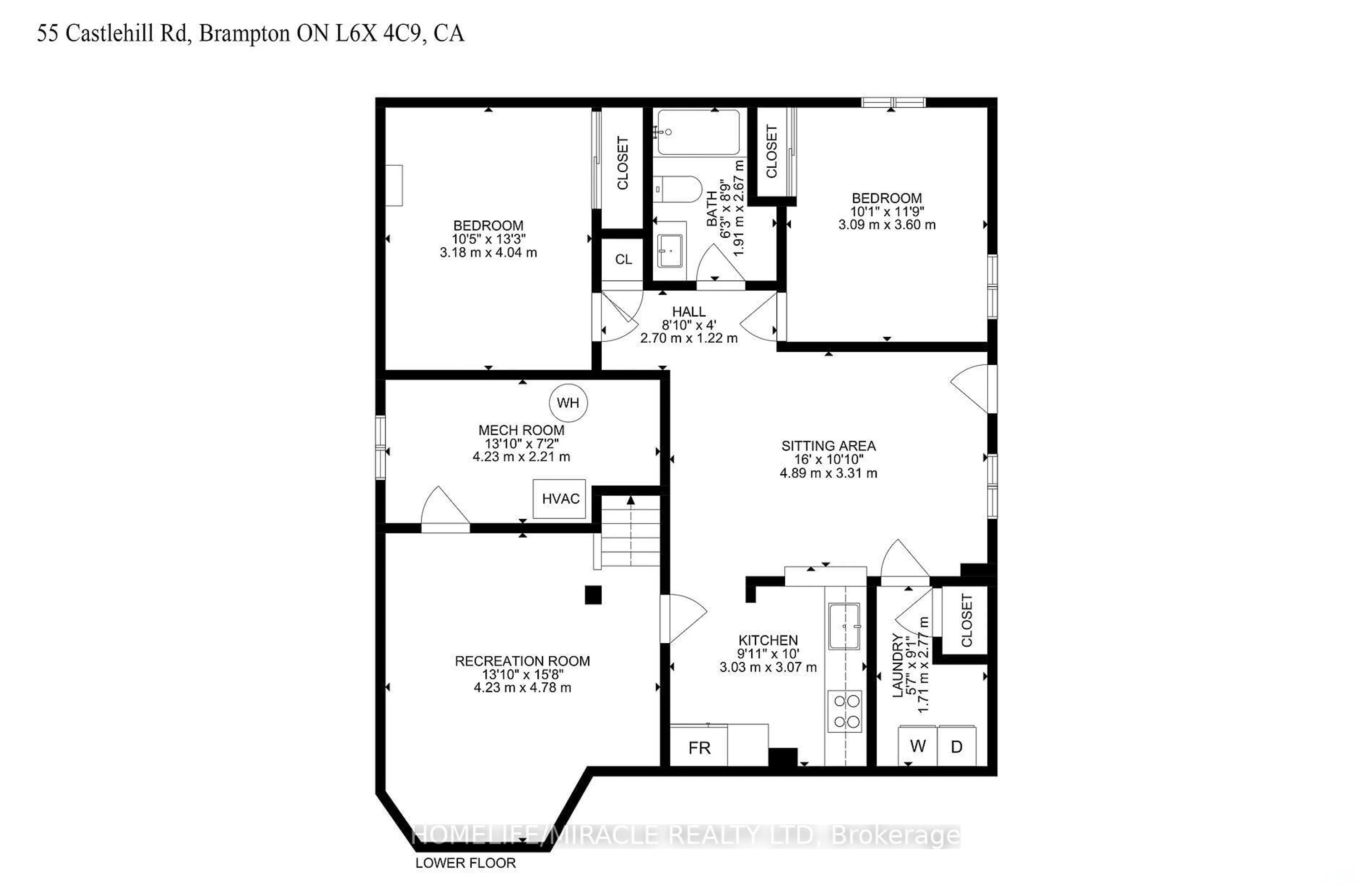 Floor plan for 55 Castlehill Rd, Brampton Ontario L6X 4C9