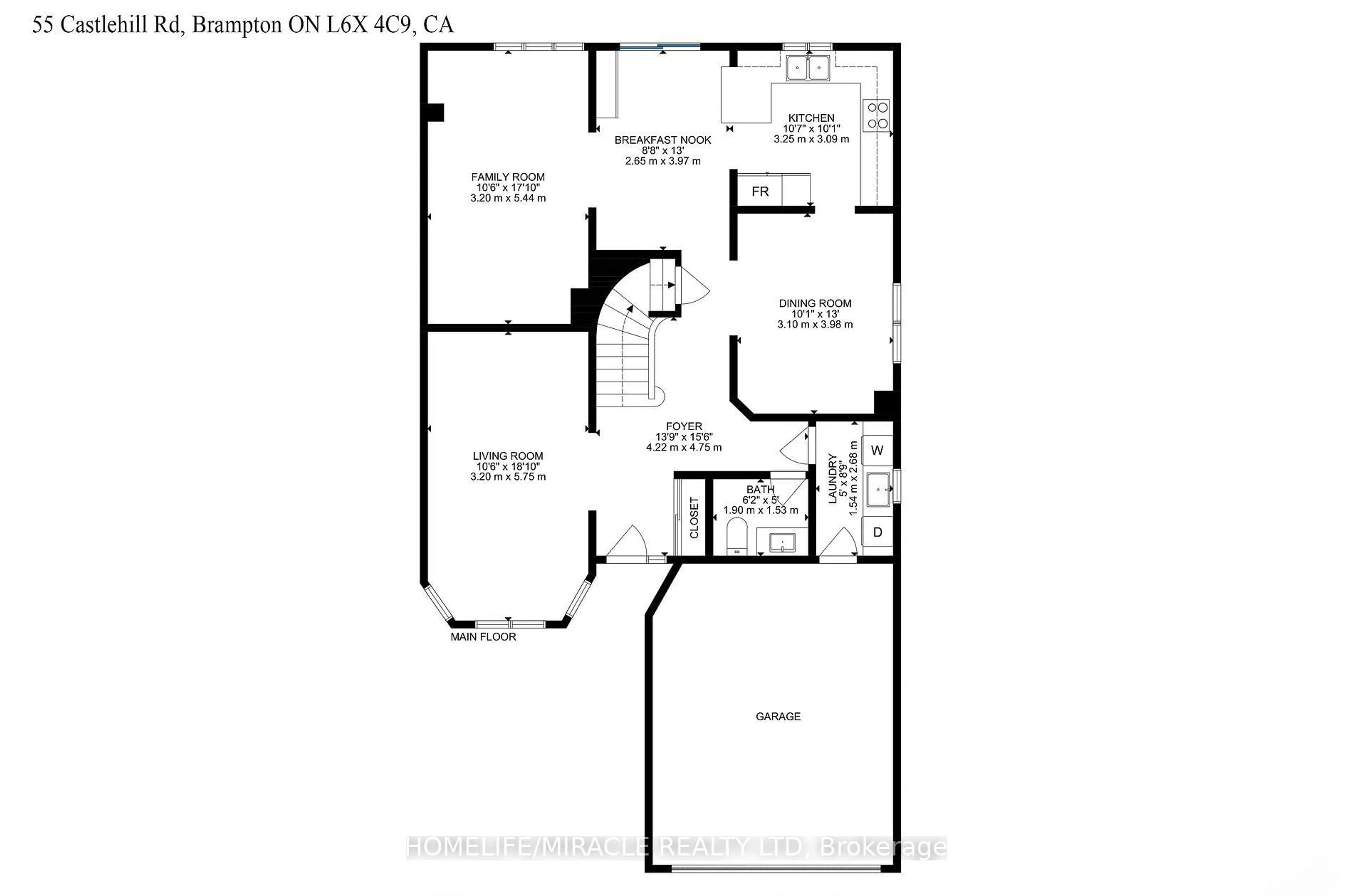 Floor plan for 55 Castlehill Rd, Brampton Ontario L6X 4C9