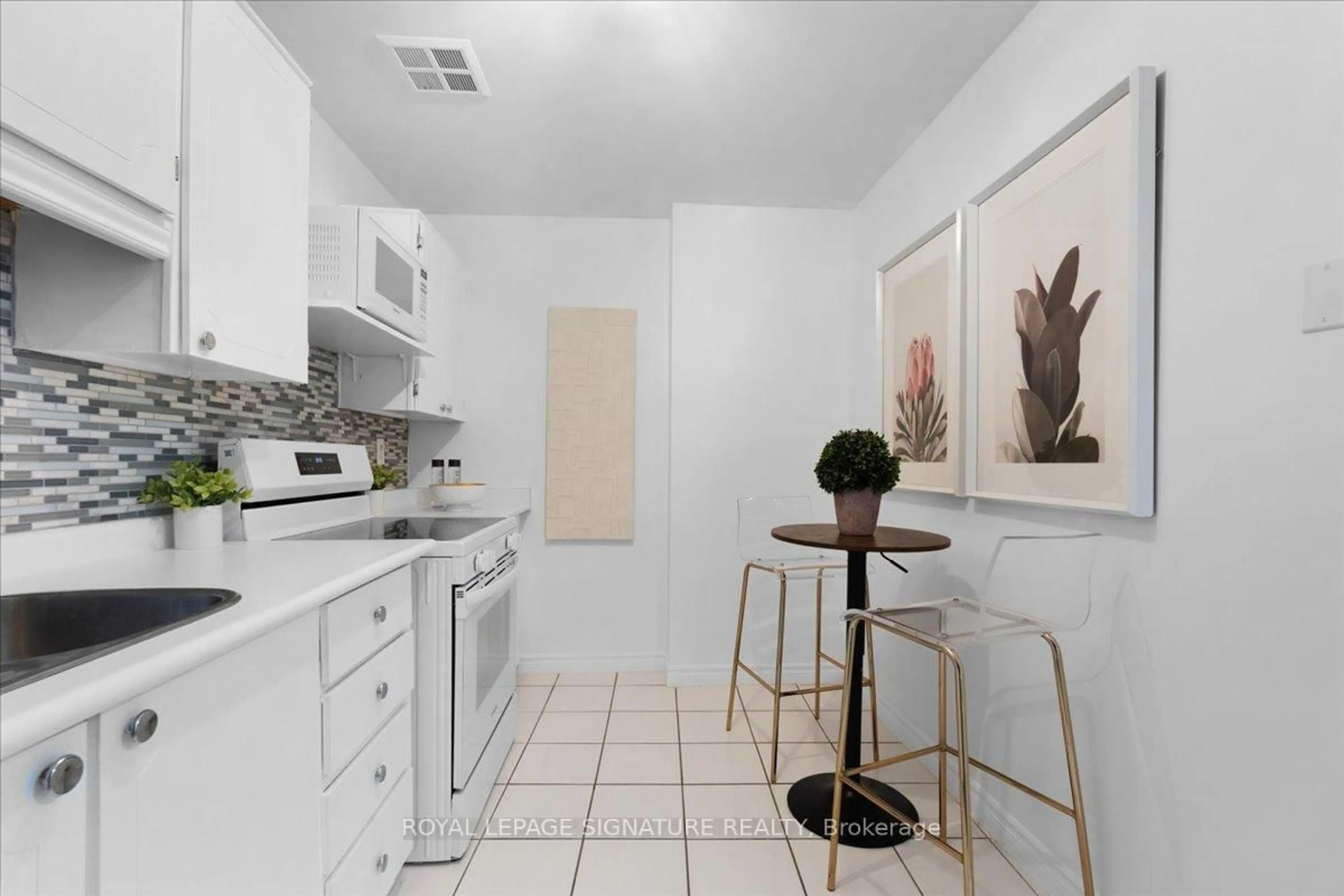 Standard kitchen, ceramic/tile floor for 475 The West Mall #108, Toronto Ontario M9C 4Z3