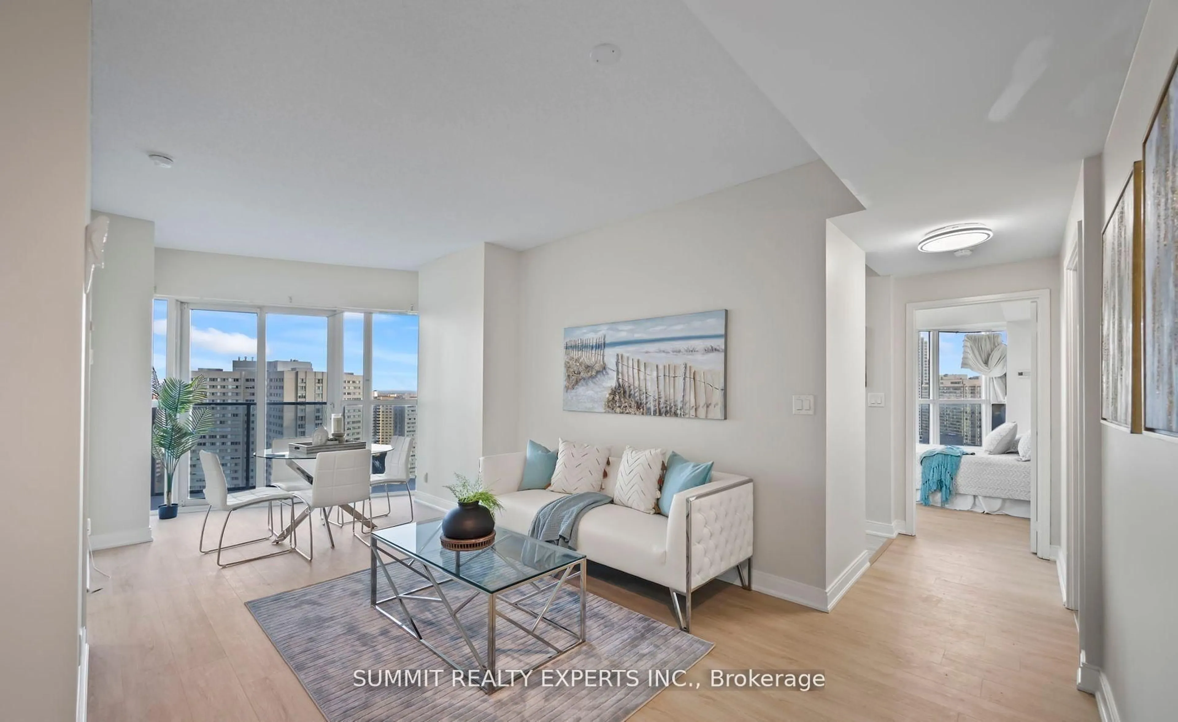 Living room with furniture, unknown for 60 Absolute Ave #1901, Mississauga Ontario L4Z 0A9