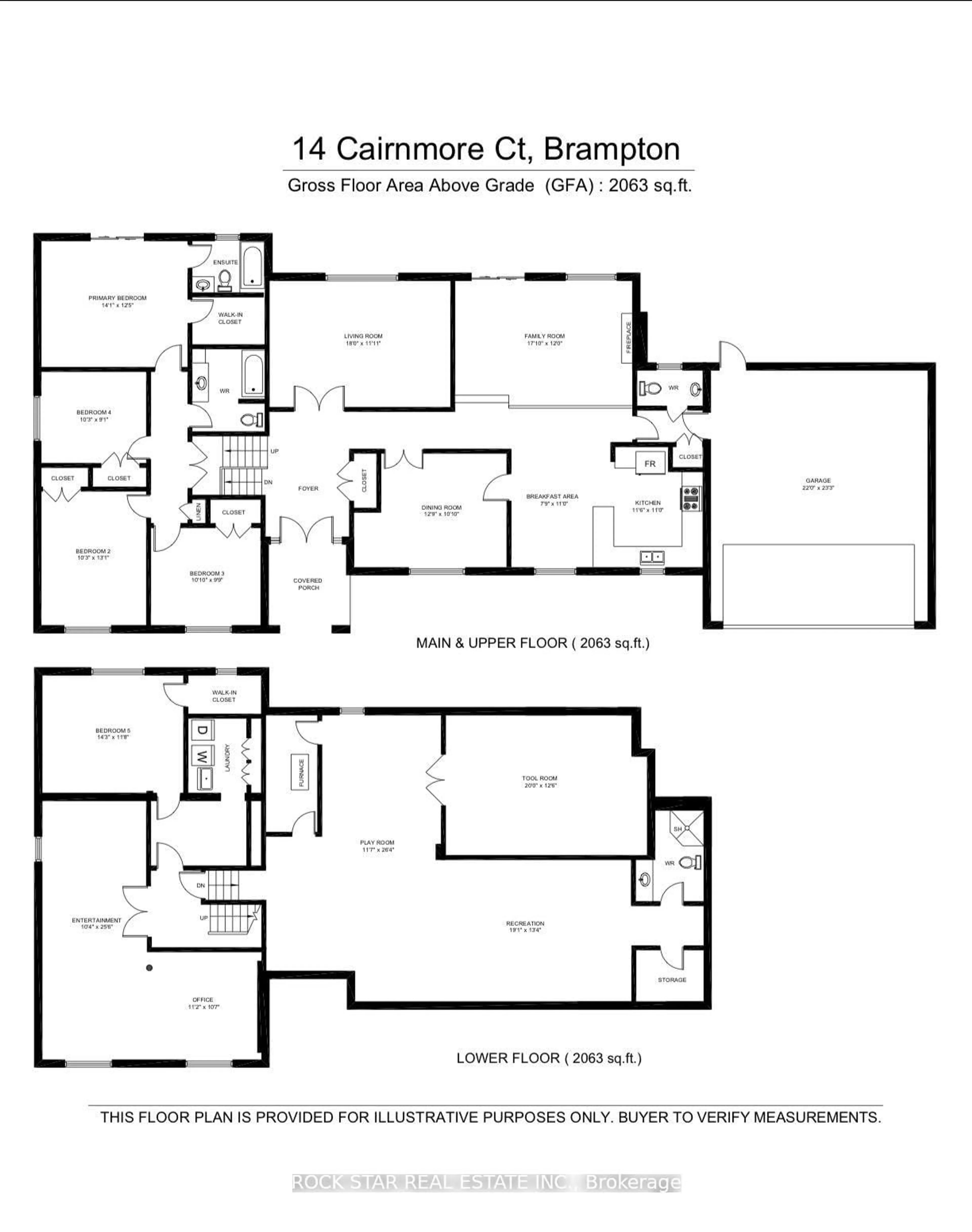 Floor plan for 14 Cairnmore Crt, Brampton Ontario L6Z 1T6