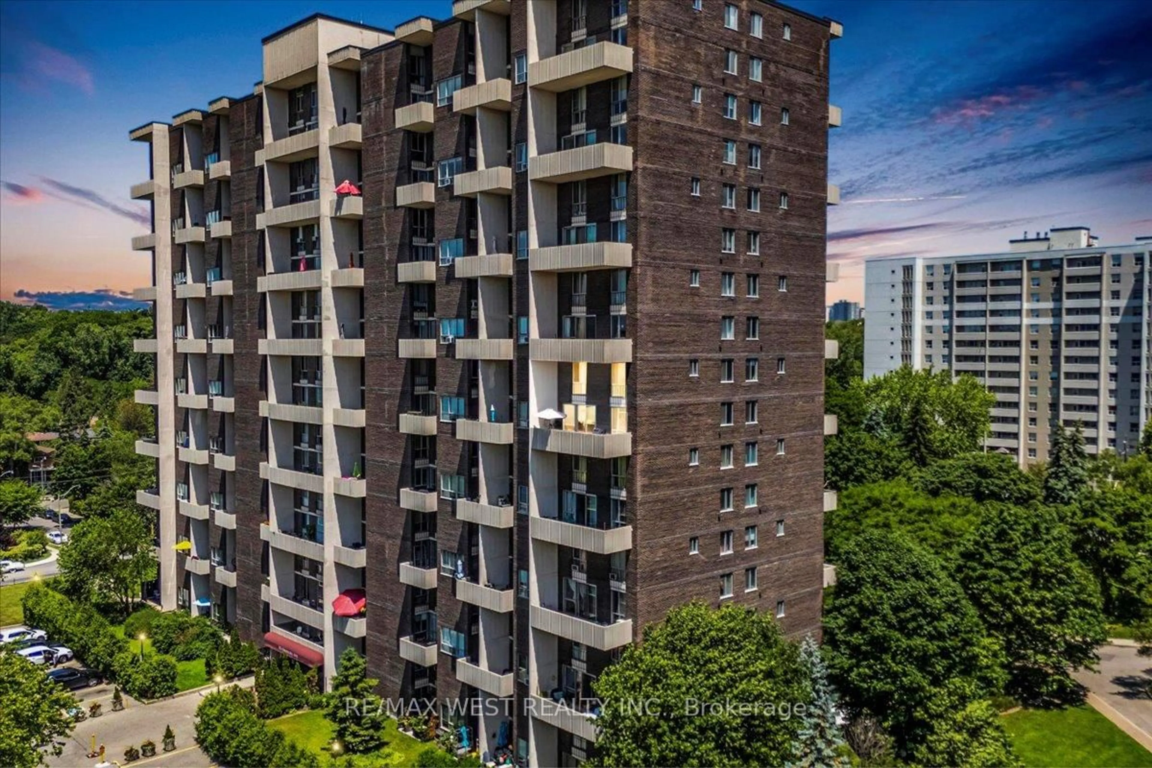 A pic from outside/outdoor area/front of a property/back of a property/a pic from drone, city buildings view from balcony for 35 Ormskirk Ave #501, Toronto Ontario M6S 1A8