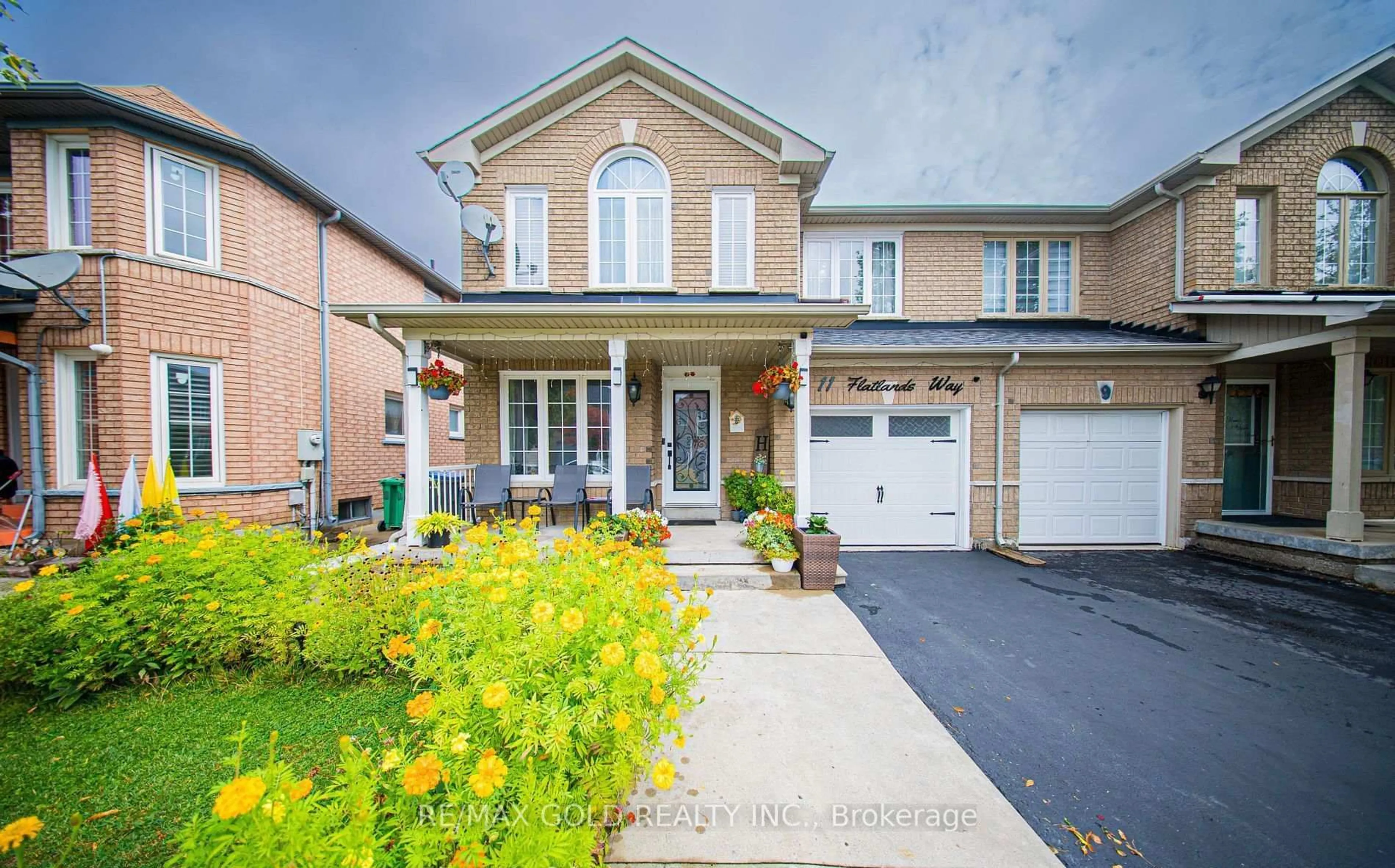 Home with brick exterior material, street for 11 Flatlands Way, Brampton Ontario L6R 2B5