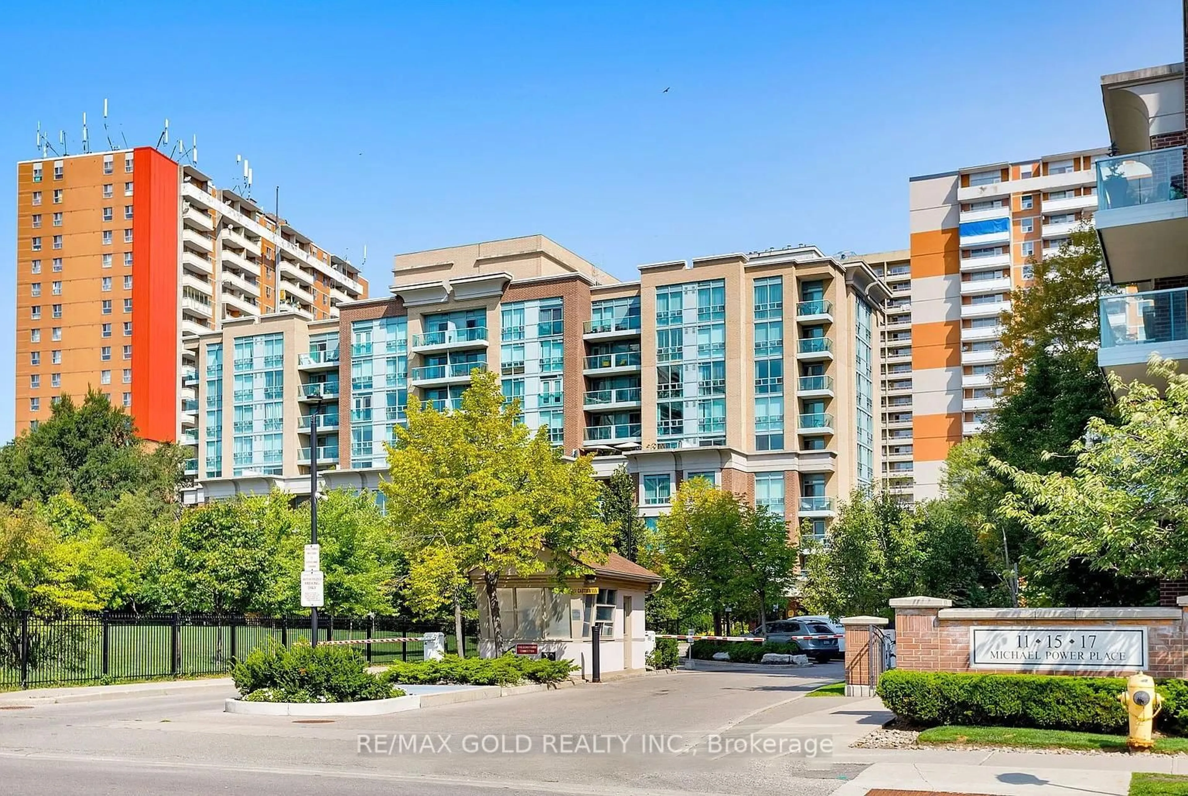 A pic from outside/outdoor area/front of a property/back of a property/a pic from drone, city buildings view from balcony for 17 Michael Power Pl #211, Toronto Ontario M9A 5G5