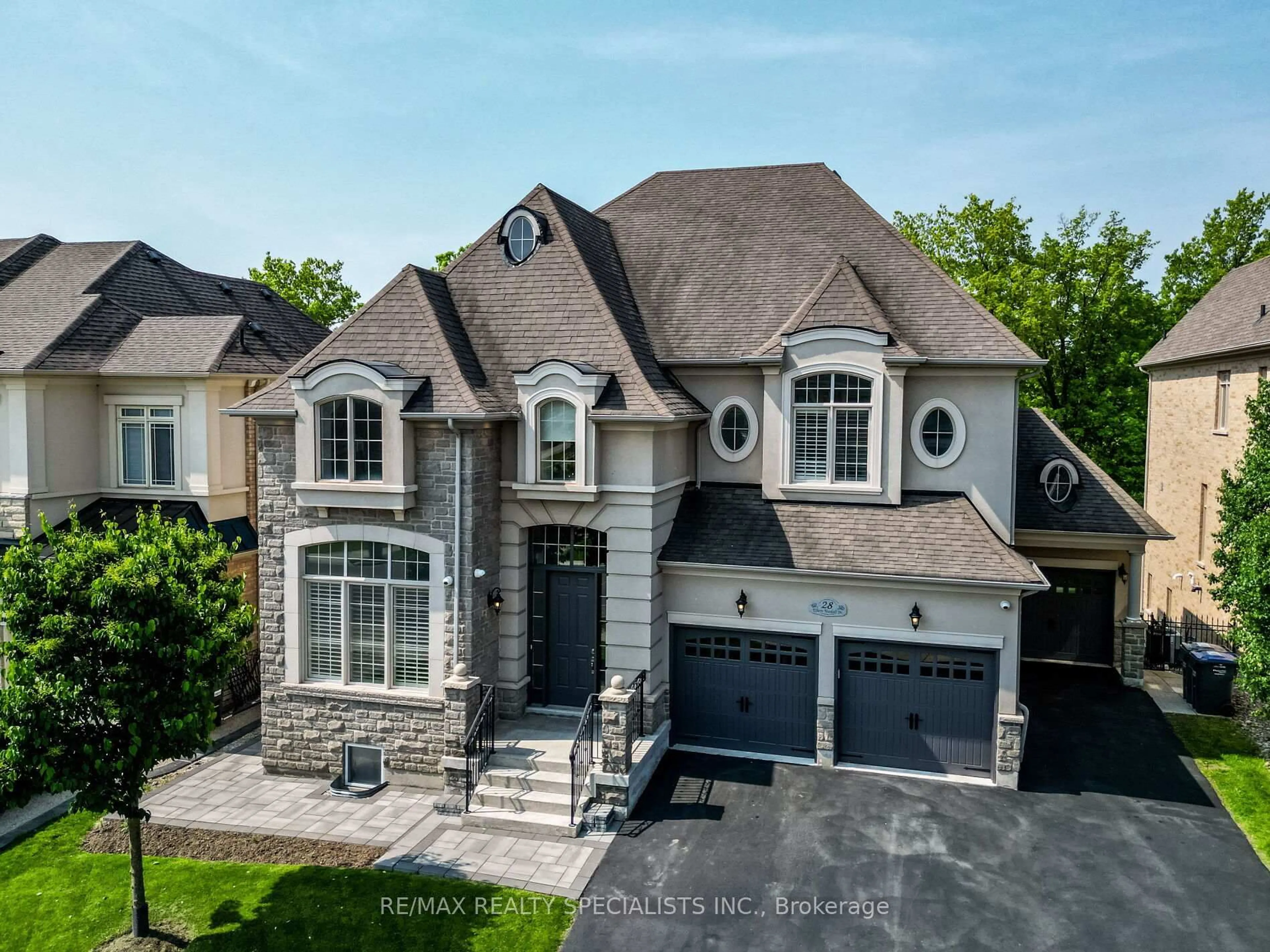 A pic from outside/outdoor area/front of a property/back of a property/a pic from drone, street for 28 Elbern Markell Dr, Brampton Ontario L6X 2X5