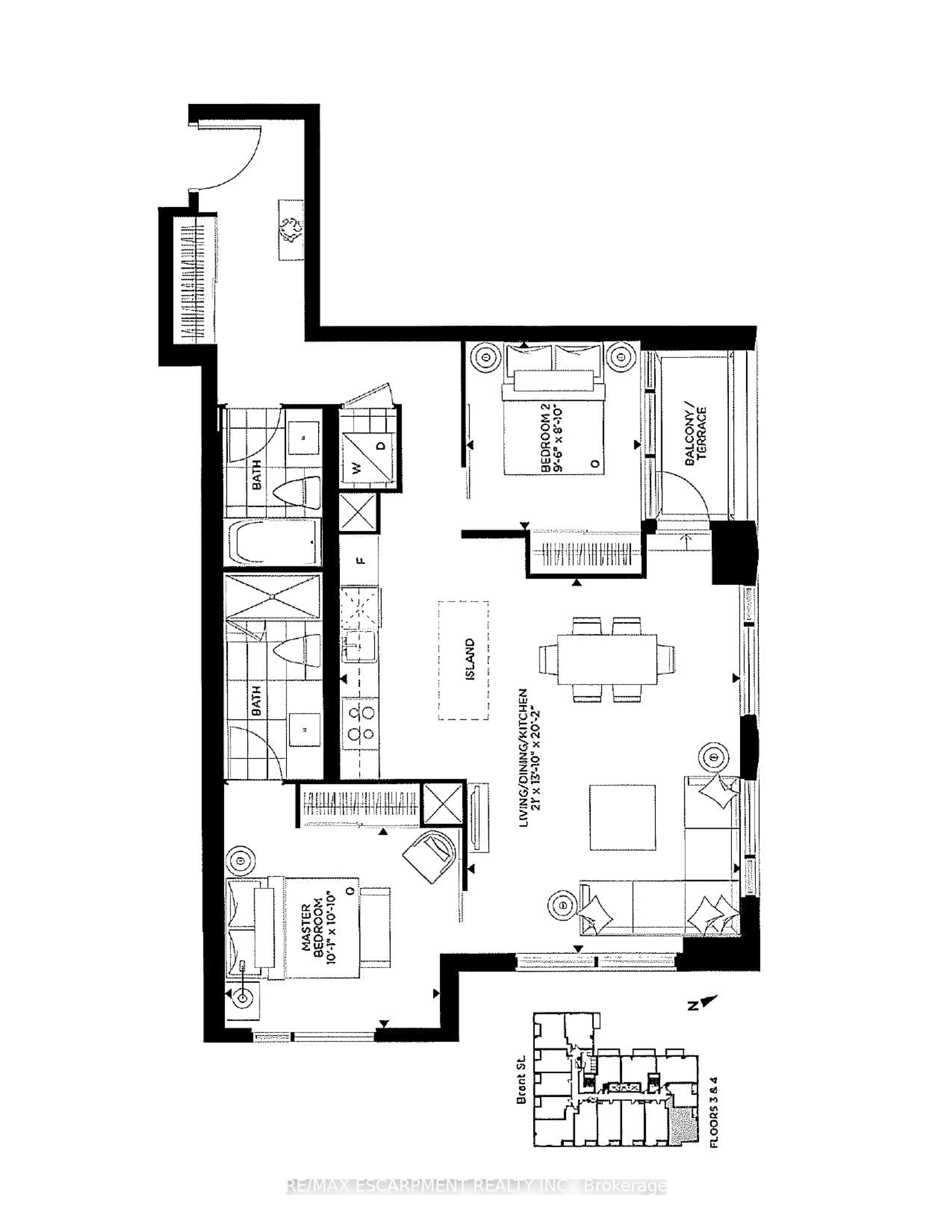 Floor plan for 2007 JAMES St #404, Burlington Ontario L7R 0G7