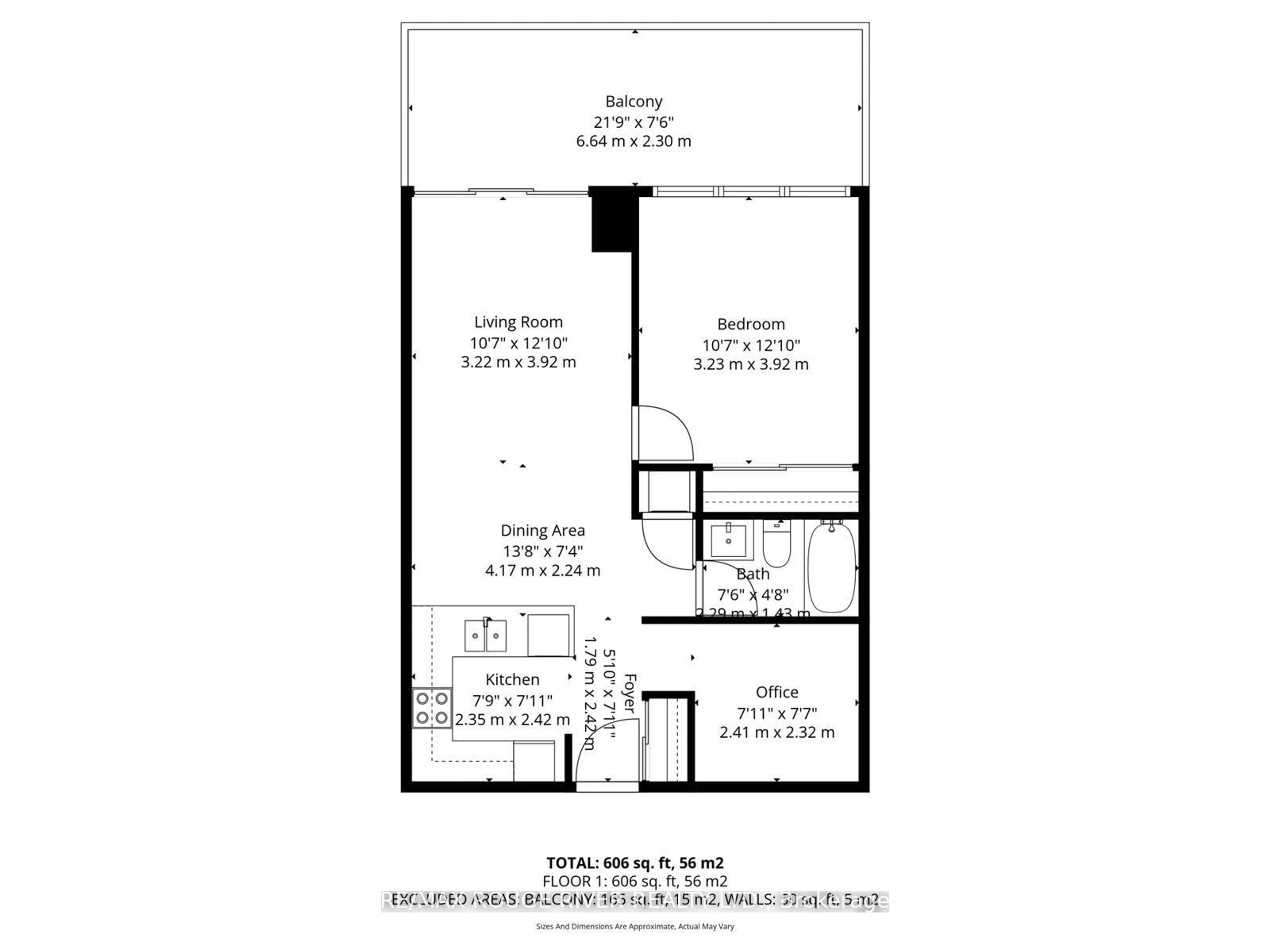 Floor plan for 1185 The Queensway Ave #213, Toronto Ontario M8Z 0C6